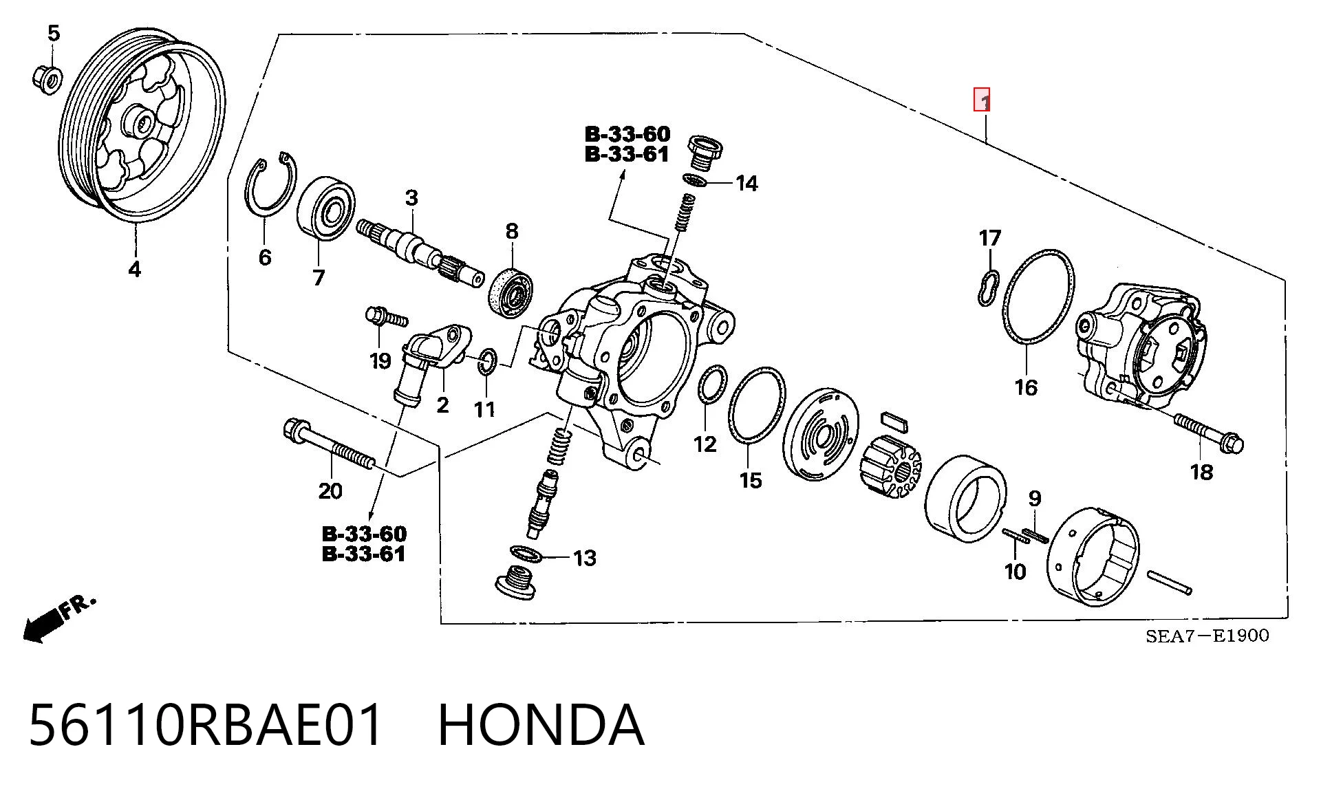 56110RBAE01 Honda Pompa wspomagania hydraulicznego kierownicy