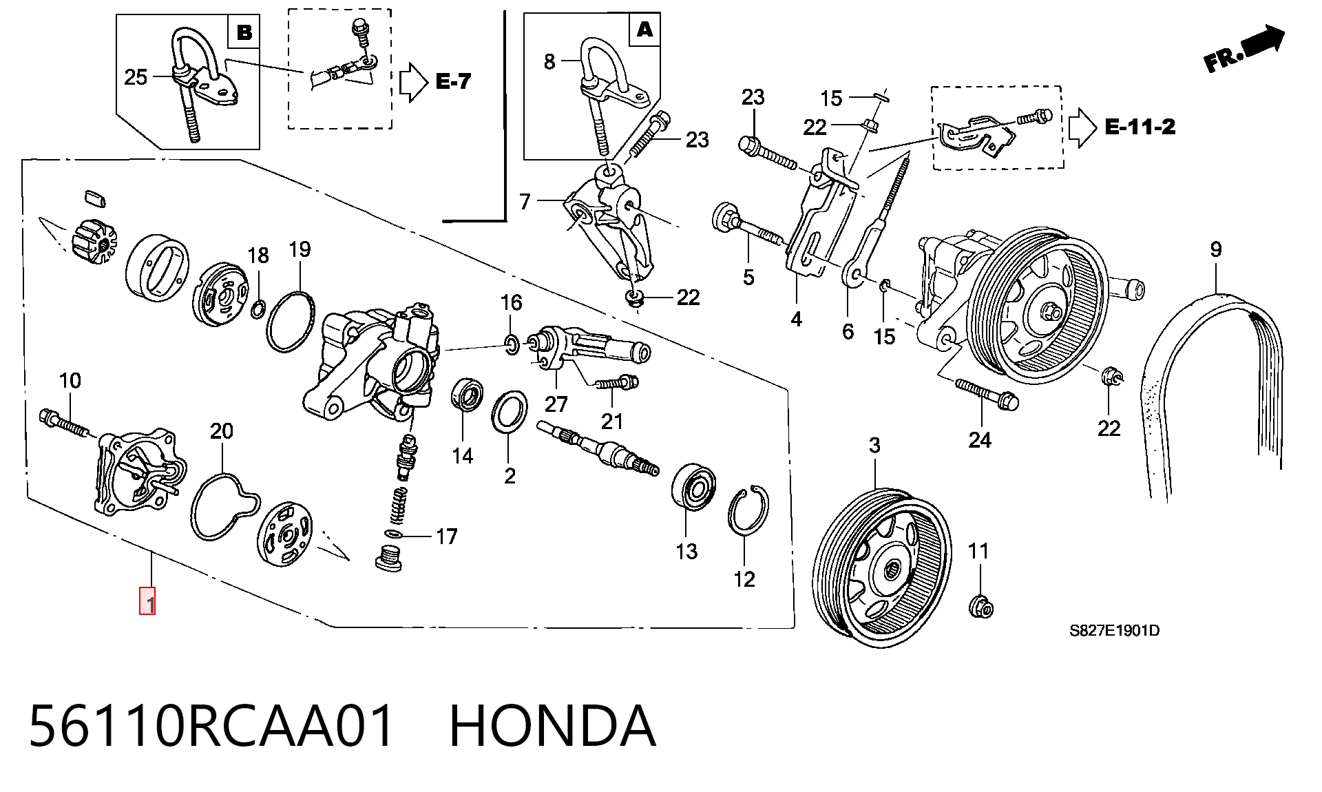 56110RCAA01 Honda Pompa wspomagania hydraulicznego kierownicy