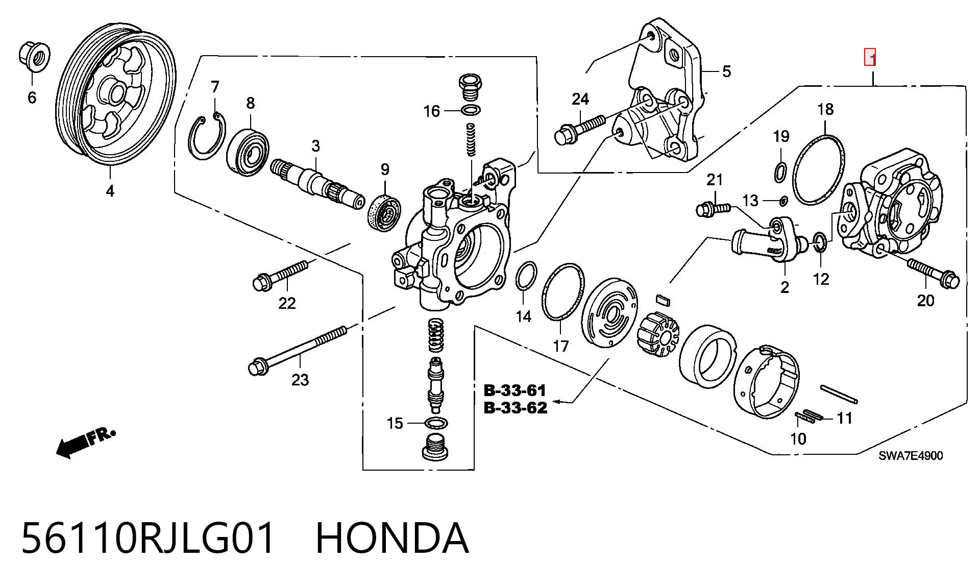 Do koszyka Pompa wspomagania hydraulicznego kierownicy Honda FR-V  BE