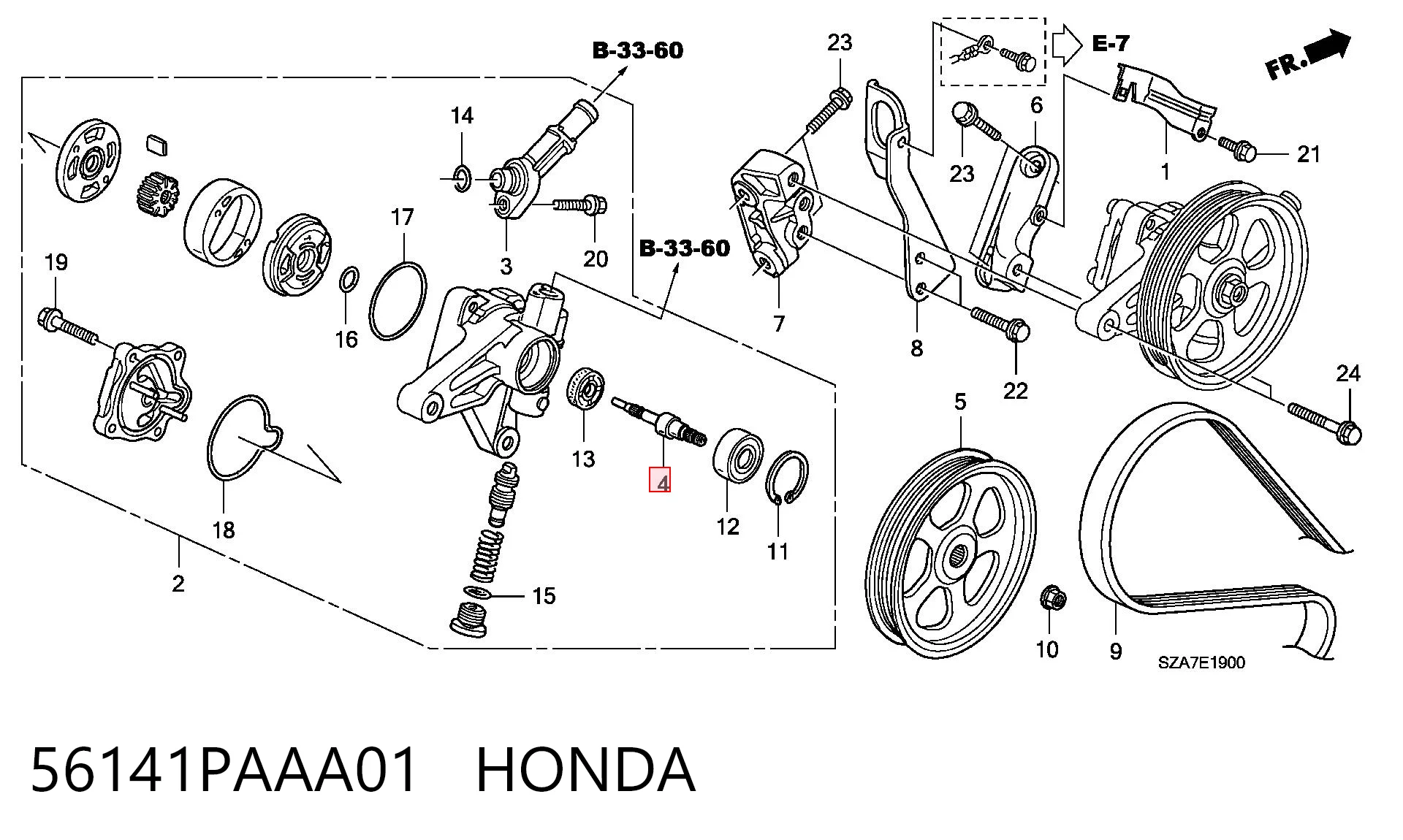 56141PAAA01 Honda Pompa wspomagania hydraulicznego kierownicy
