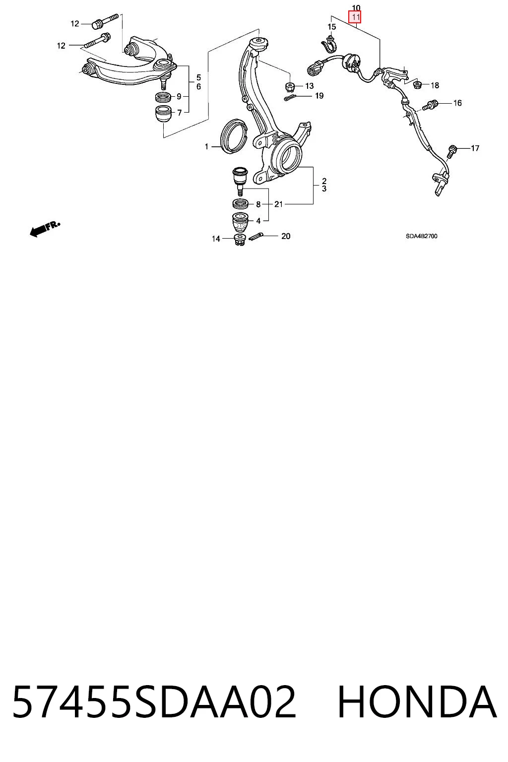 Czujnik ABS przedni do Honda Accord VII CL, CM