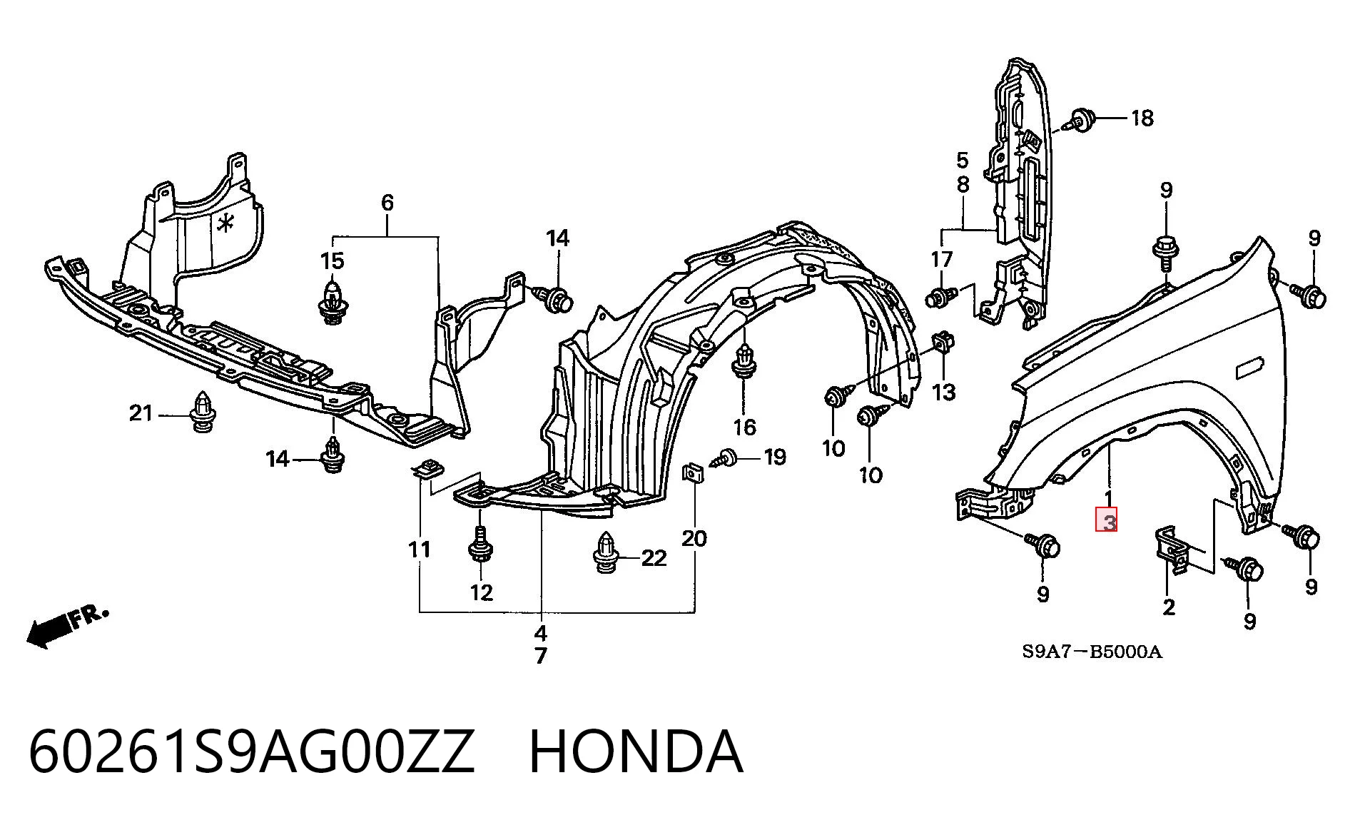 Błotnik przedni lewy do Honda CR-V II RD