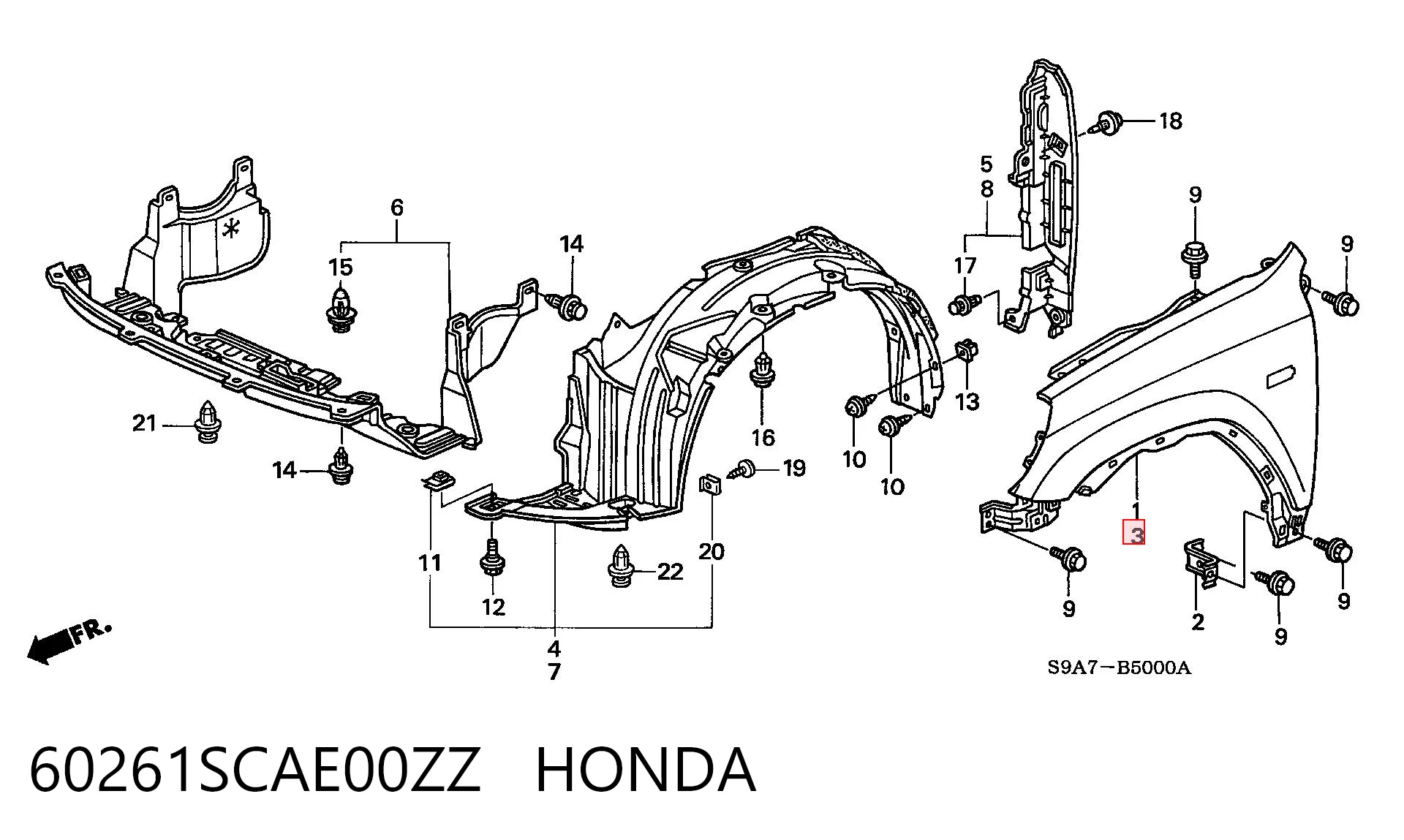 Błotnik przedni lewy Honda CR-V II SUV (RD) (2002 - 2006) cena, od 63,43 USD