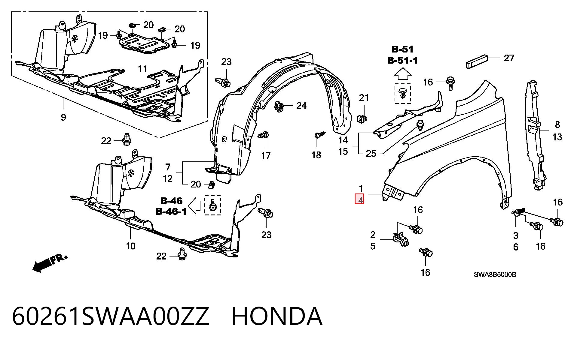 Błotnik przedni lewy do Honda CR-V III RE