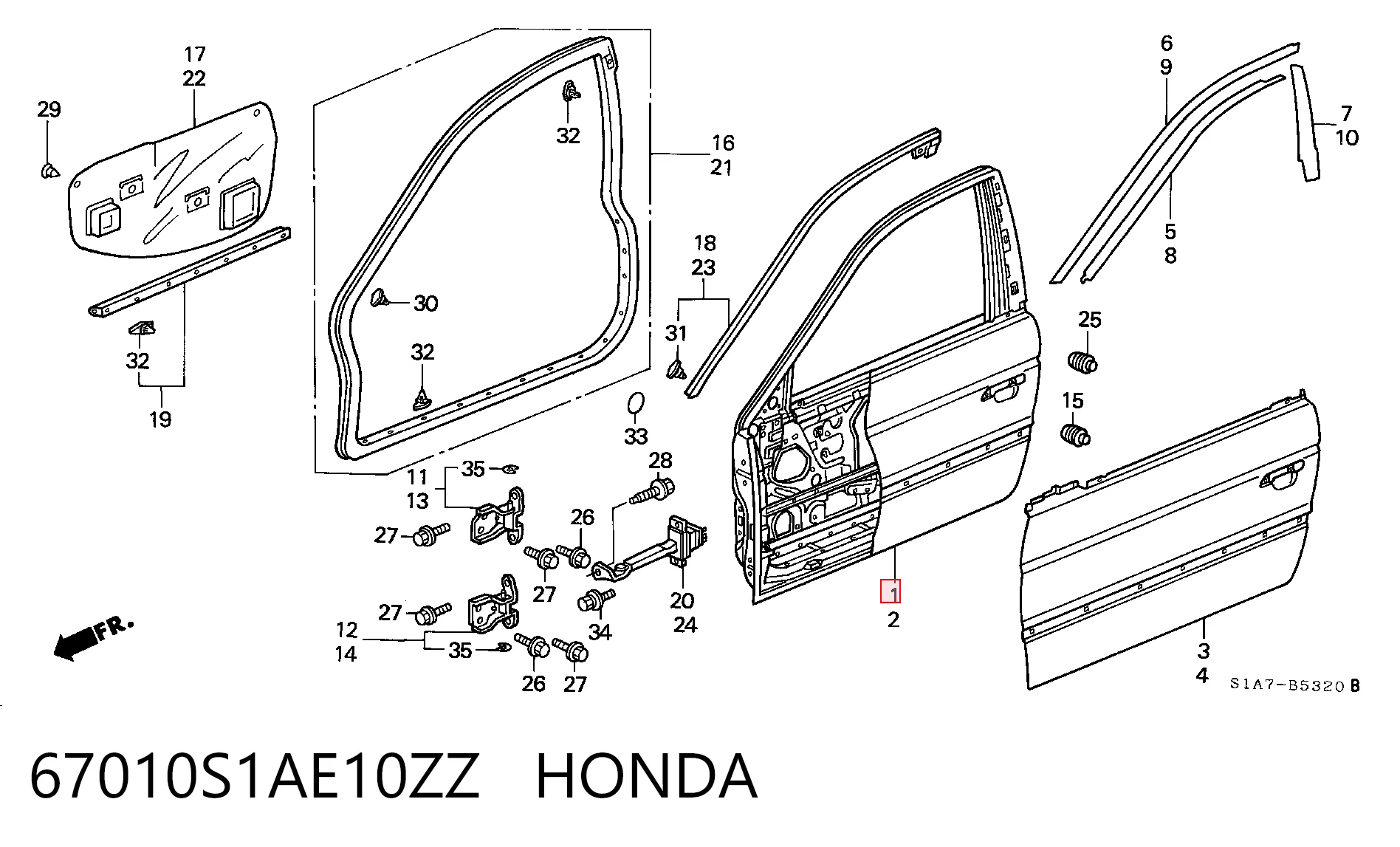 Drzwi przednie prawe do Honda Accord VI CG
