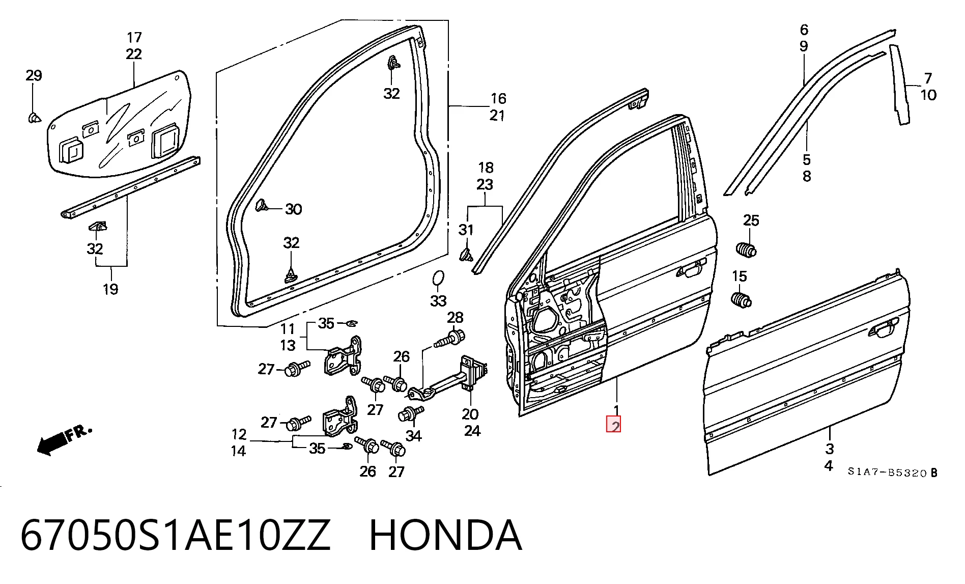 Drzwi przednie lewe do Honda Accord VI CG