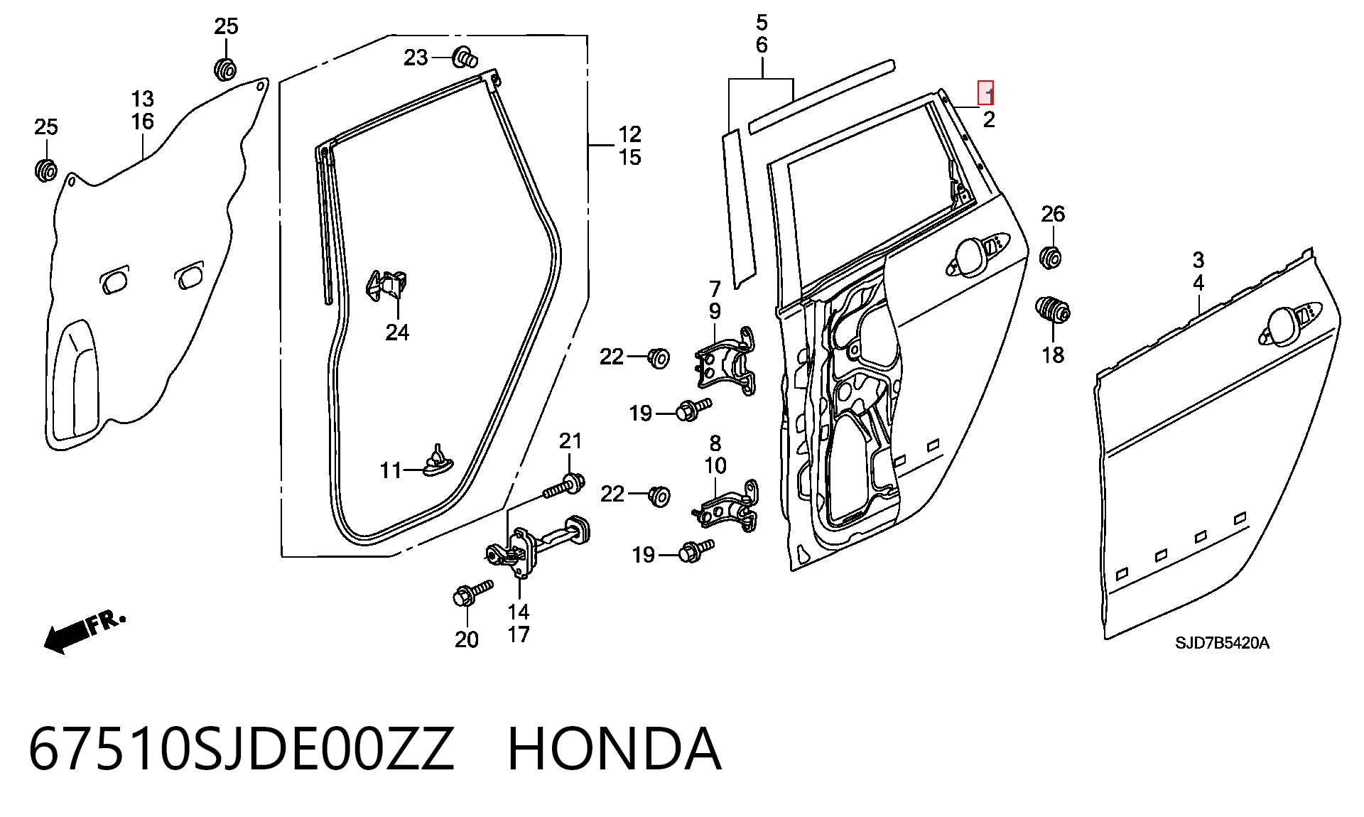Drzwi tylne prawe do Honda FR-V  BE