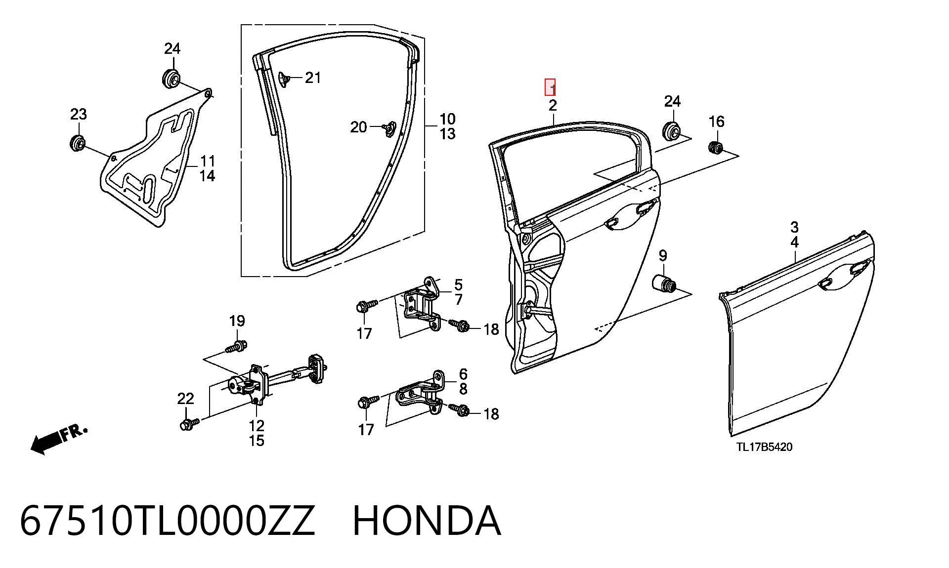 Drzwi tylne prawe do Honda Accord VIII CU