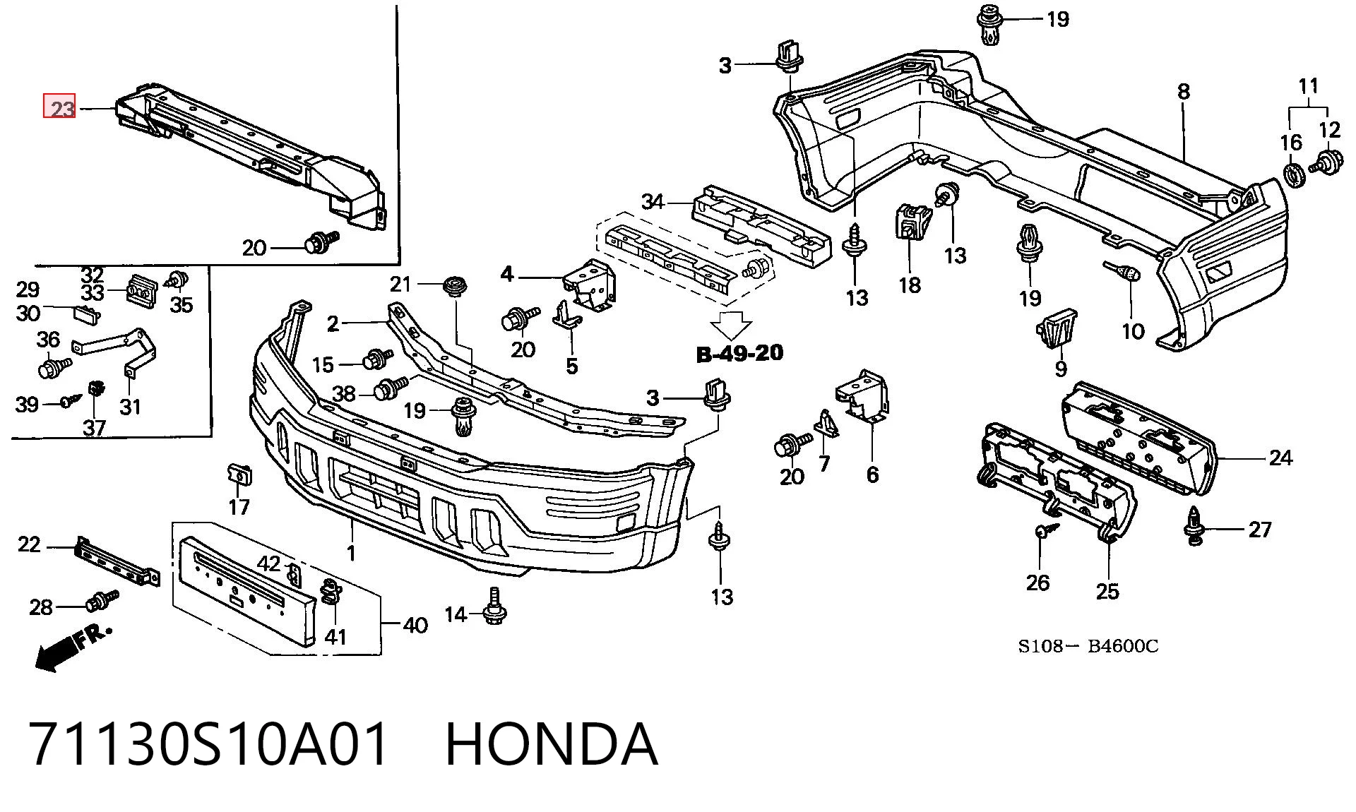 Wzmocnienie zderzaka przedniego do Honda CR-V I RD