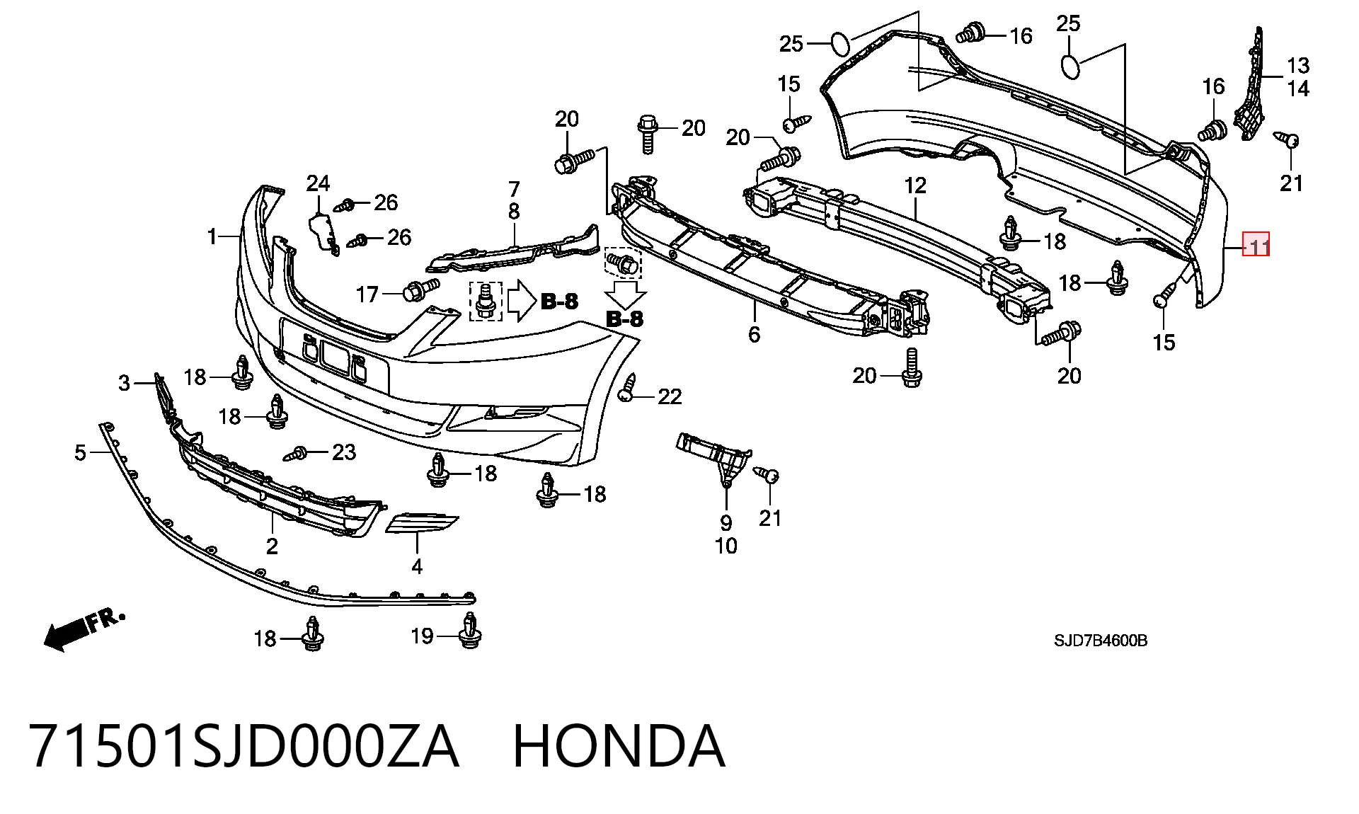 Zderzak tylny do Honda FR-V  BE