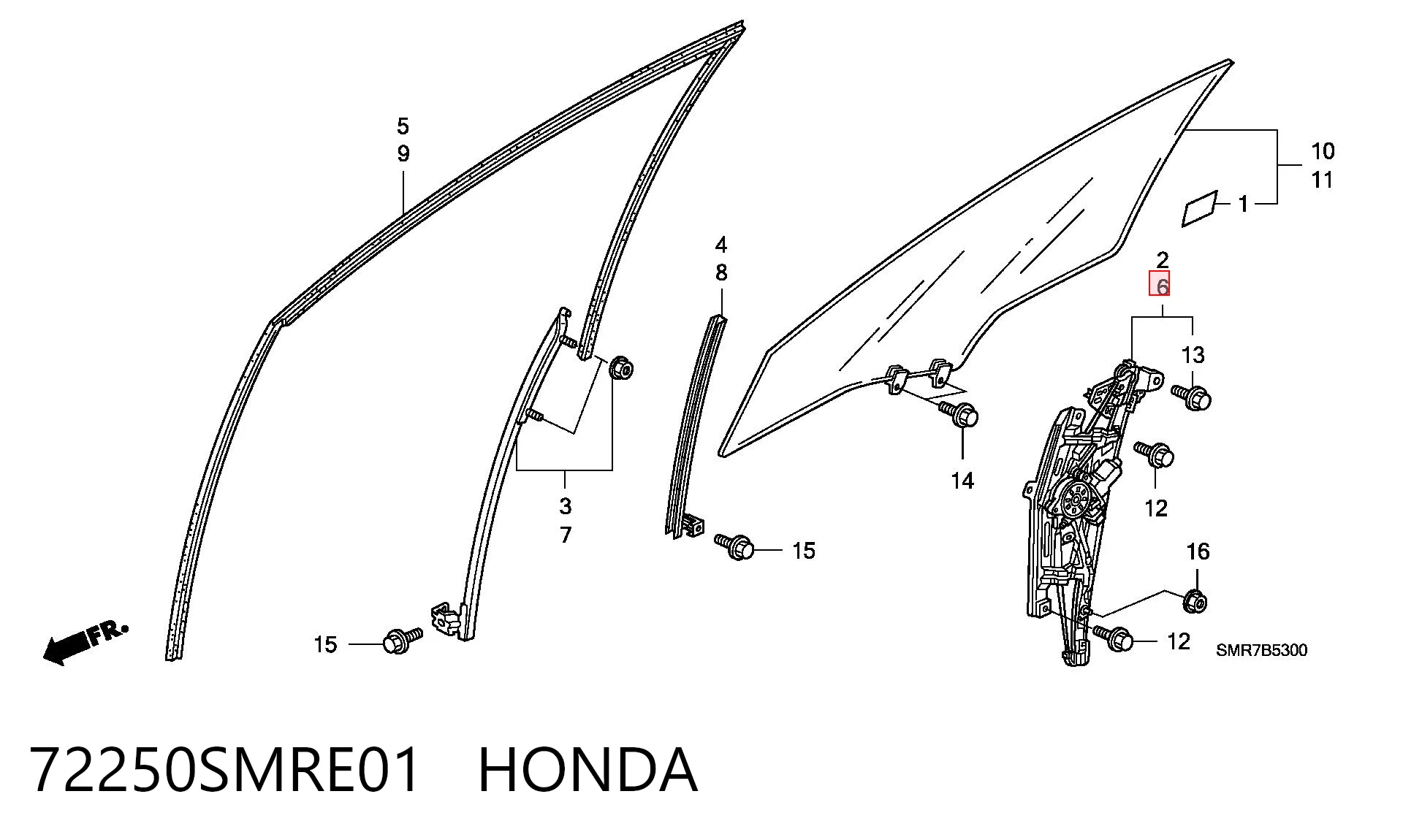 Do koszyka Mechanizm podnoszenia szyby drzwi przednich lewych Honda Civic VIII FK, FN