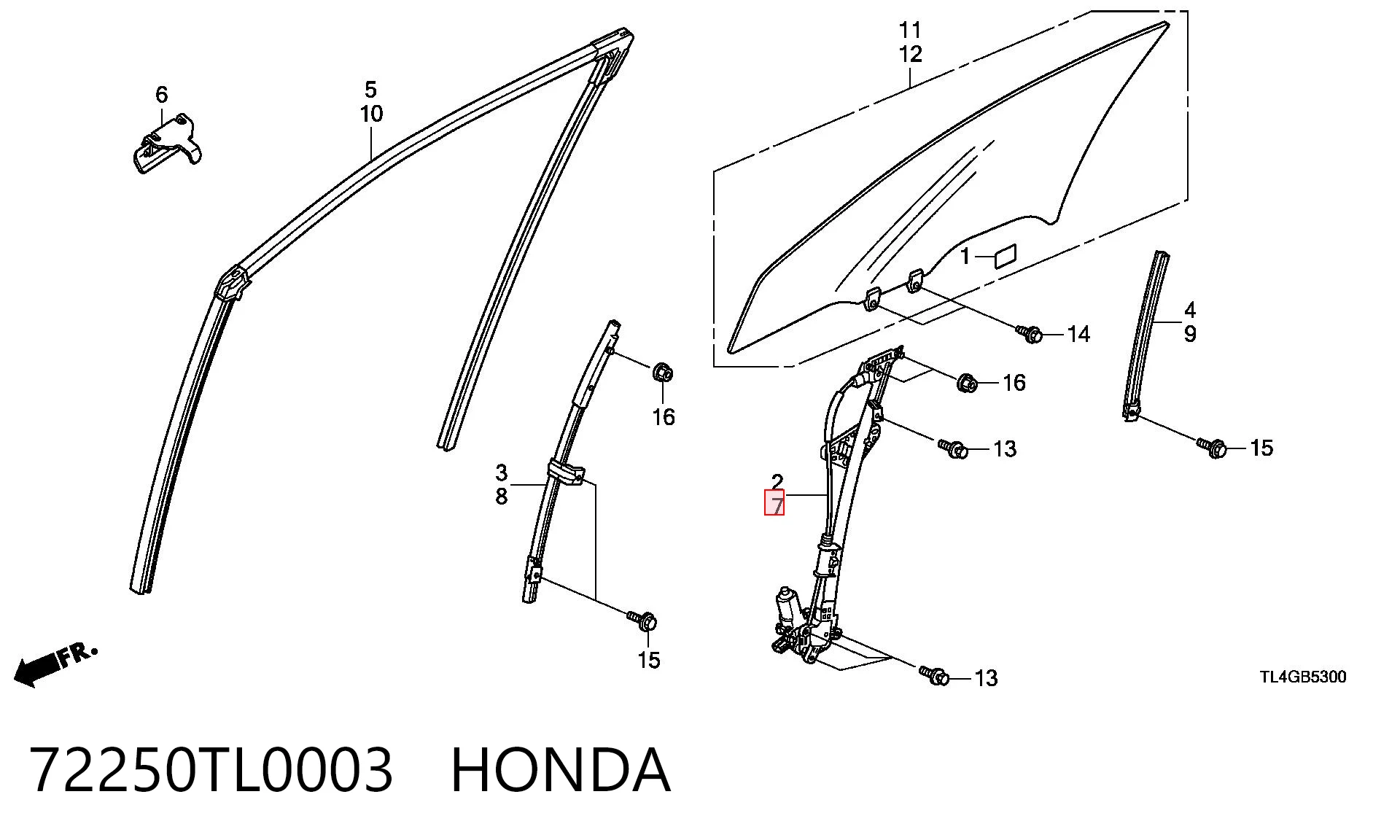 Mechanizm podnoszenia szyby drzwi przednich lewych Honda Accord VIII sedana (CU) (2008 - 2015) cena, od 70,07 USD