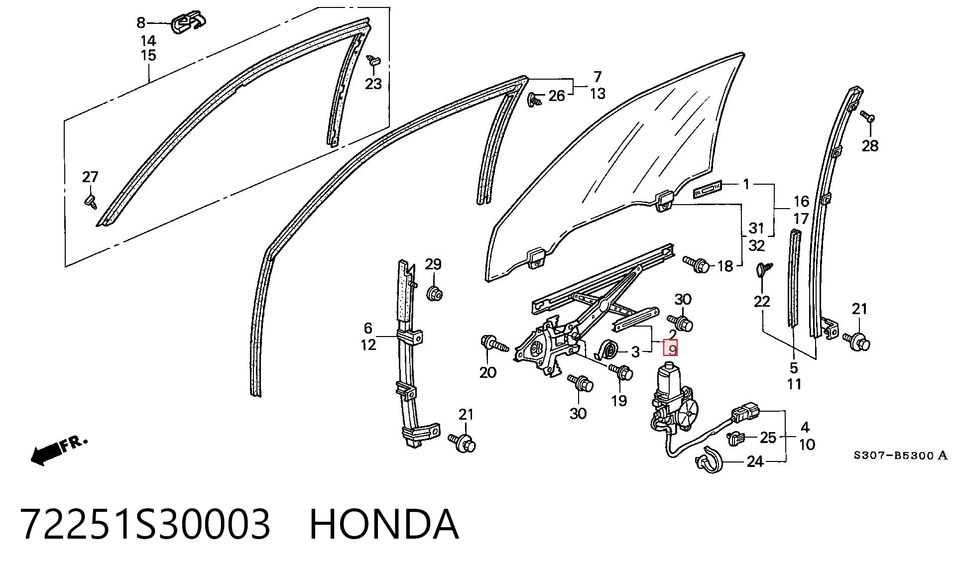 Mechanizm podnoszenia szyby drzwi przednich lewych do Honda HR-V  GH