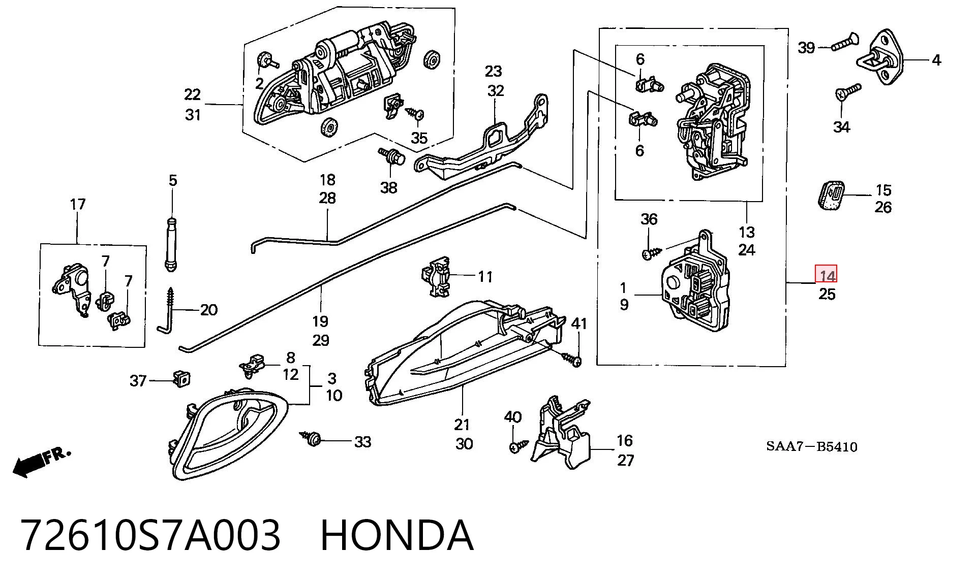 Zamek drzwi tylnych prawych do Honda STREAM  RN