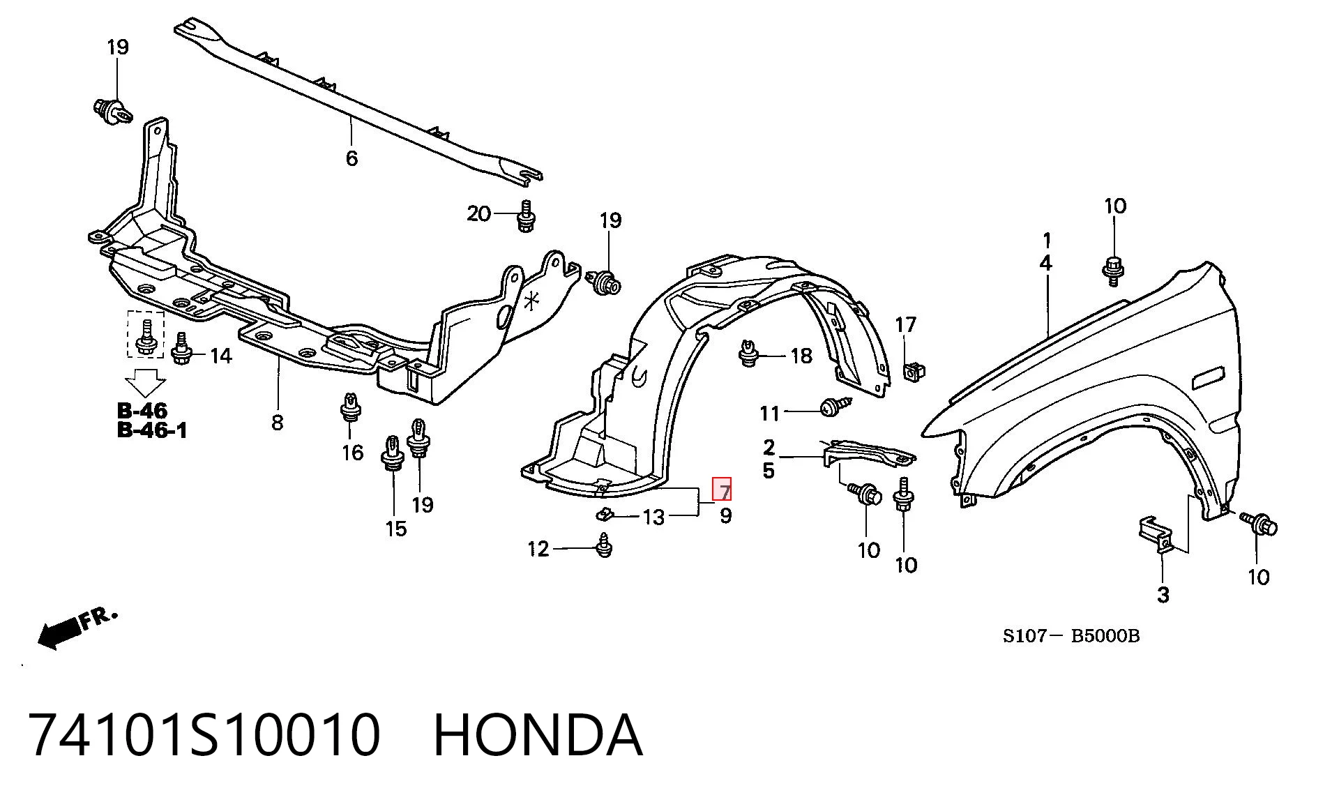 Nadkole błotnika przedniego prawe do Honda CR-V I RD