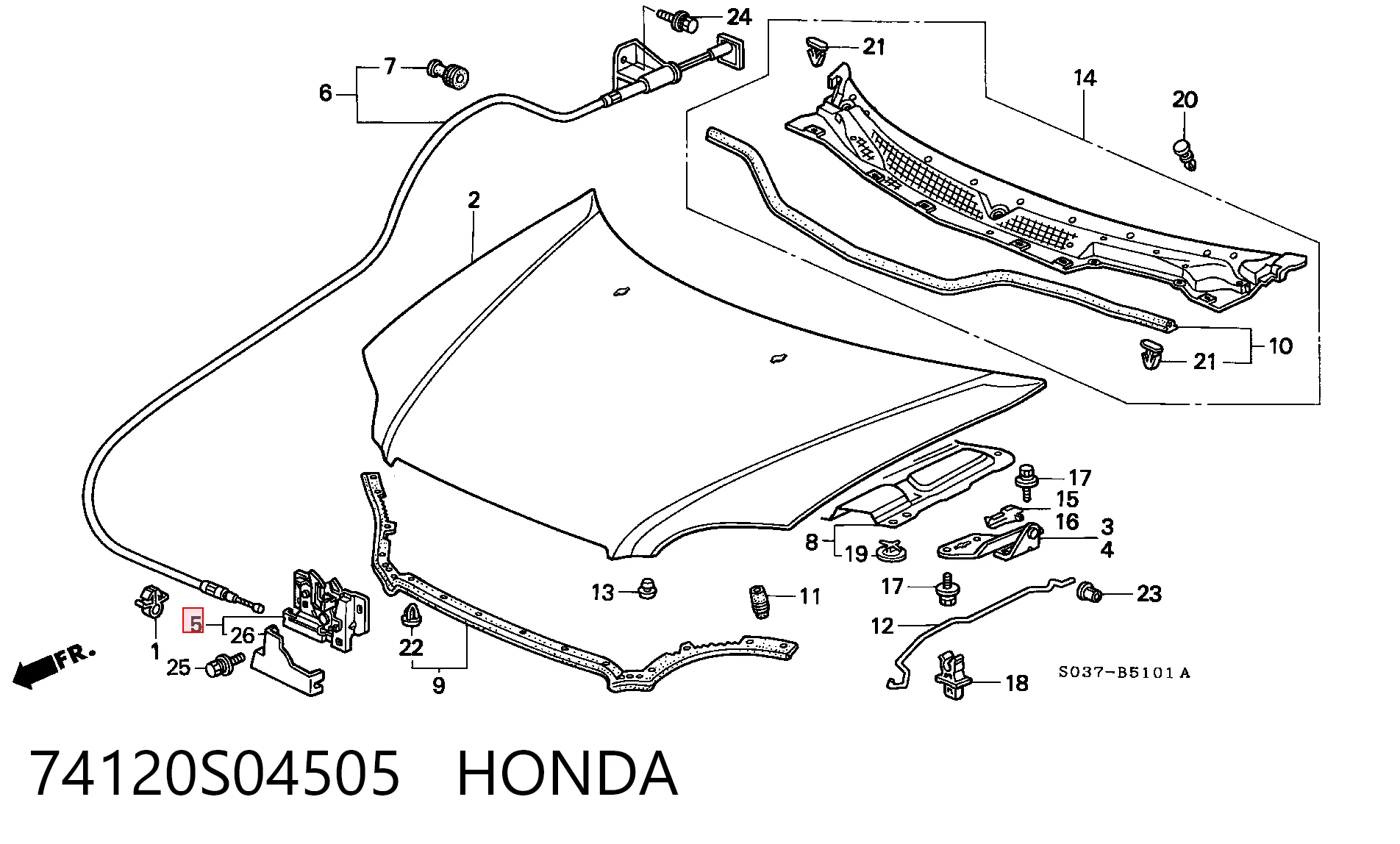 Zamek maski do Honda Civic VI EJ9, EK3/4