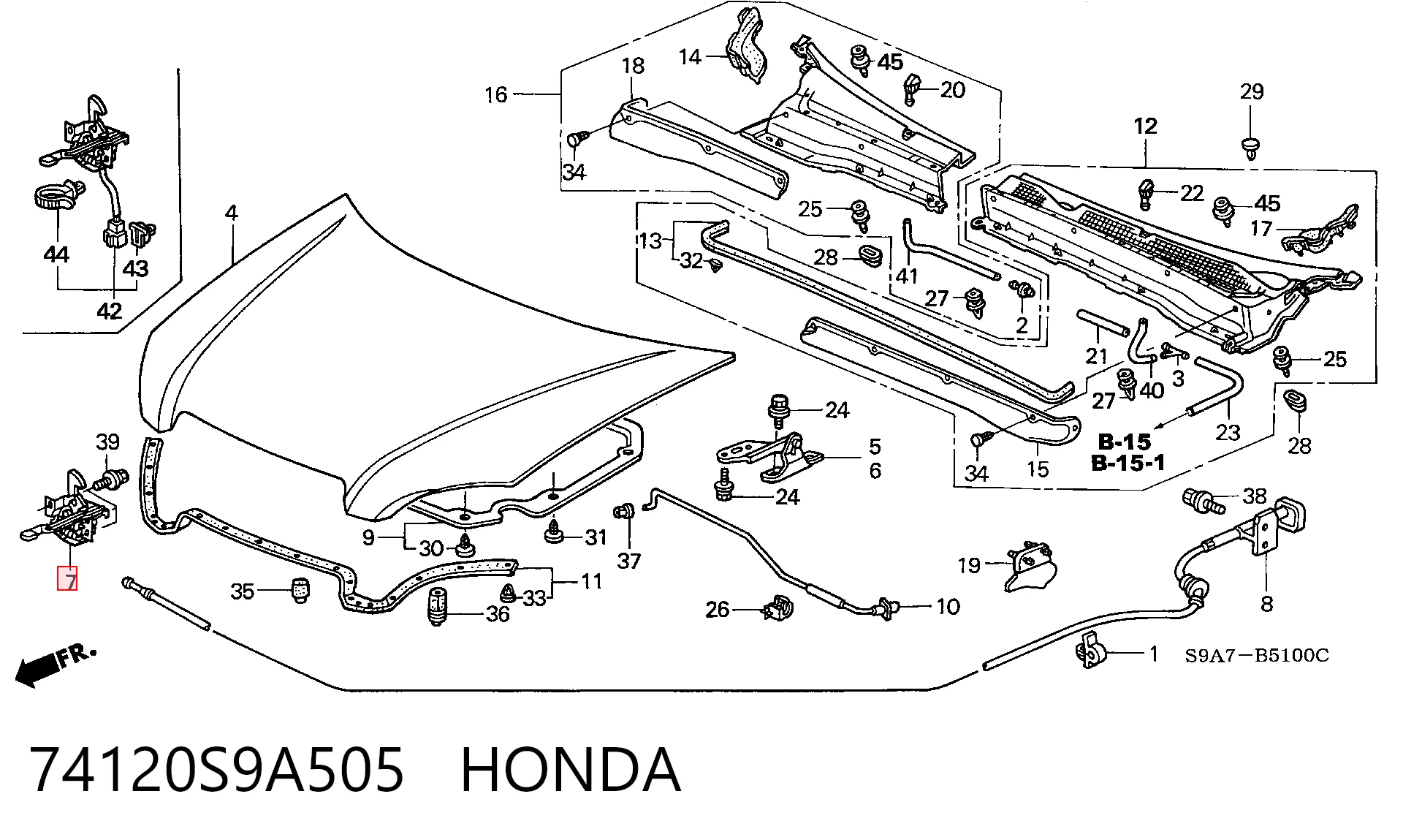 Zamek maski do Honda CR-V II RD