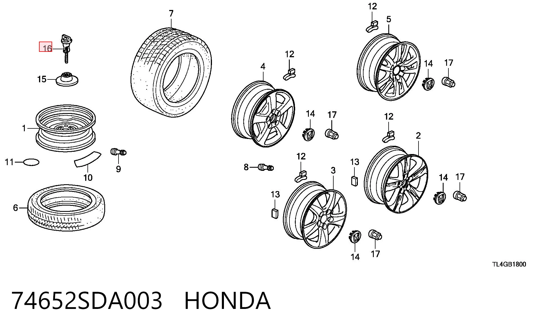 74652SDA003 Honda