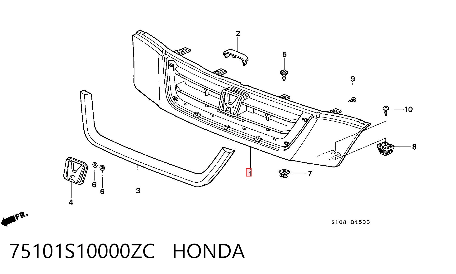 Atrapa chłodnicy Honda CR-V I SUV (RD) (1995 - 2002) cena, od 35,08 USD