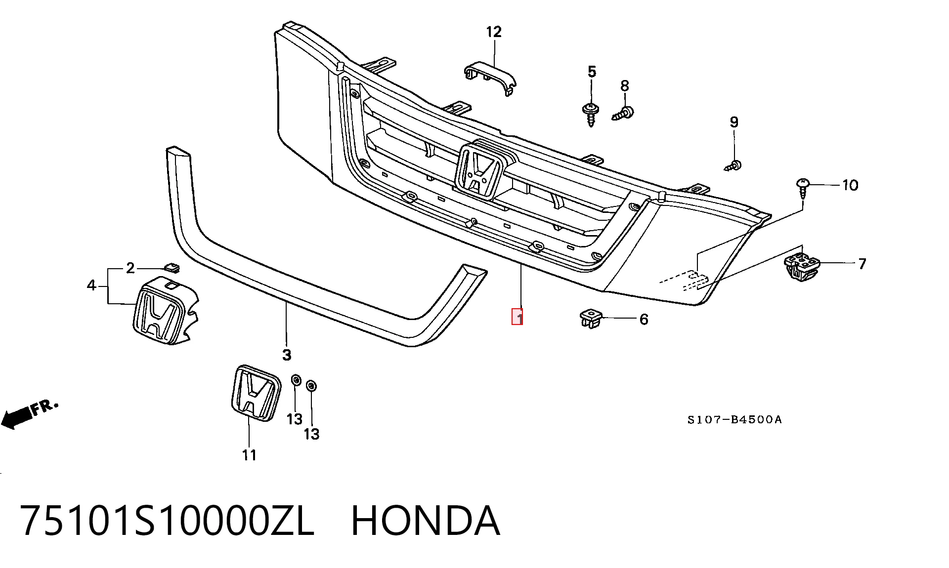 Do koszyka Atrapa chłodnicy Honda CR-V I RD