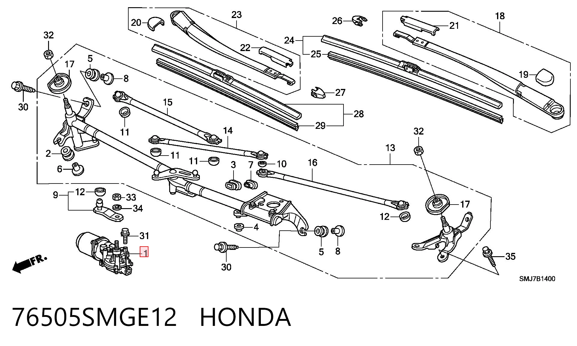 Kupić Silniczek wycieraczki szyby przedniej Honda Civic VIII FD, FA w dobrej cenie
