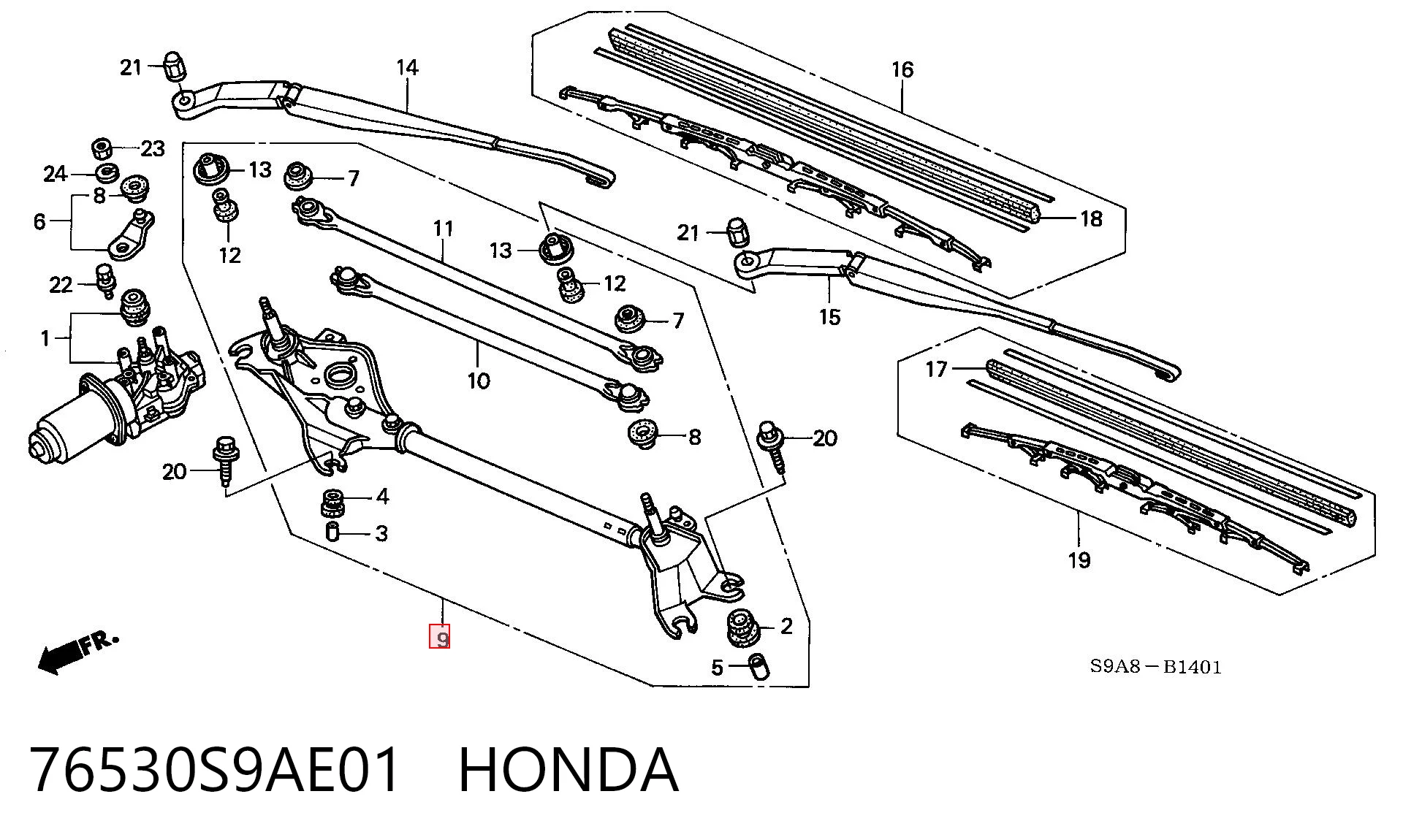 Mechanizm wycieraczek do Honda CR-V II RD