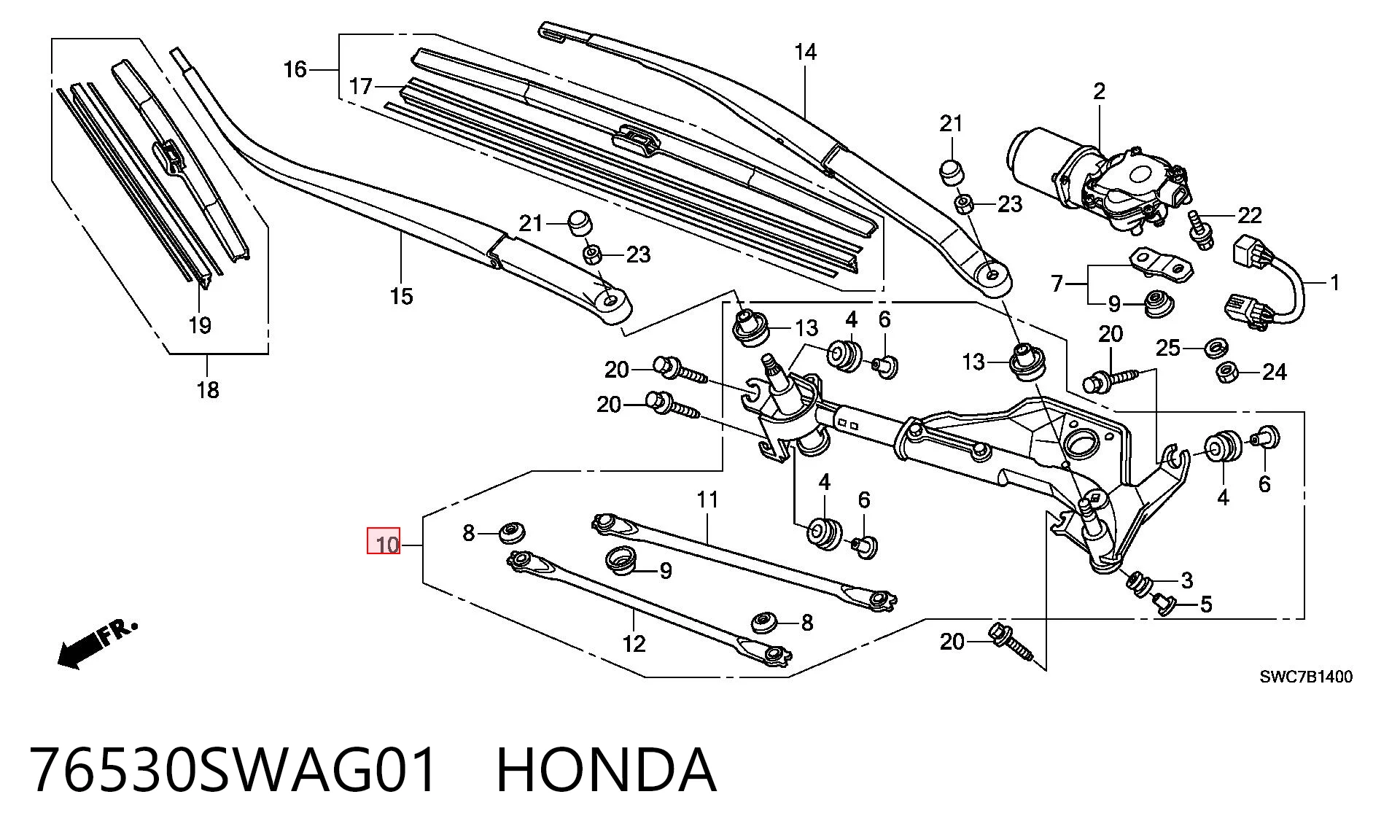 Mechanizm wycieraczek do Honda CR-V III RE
