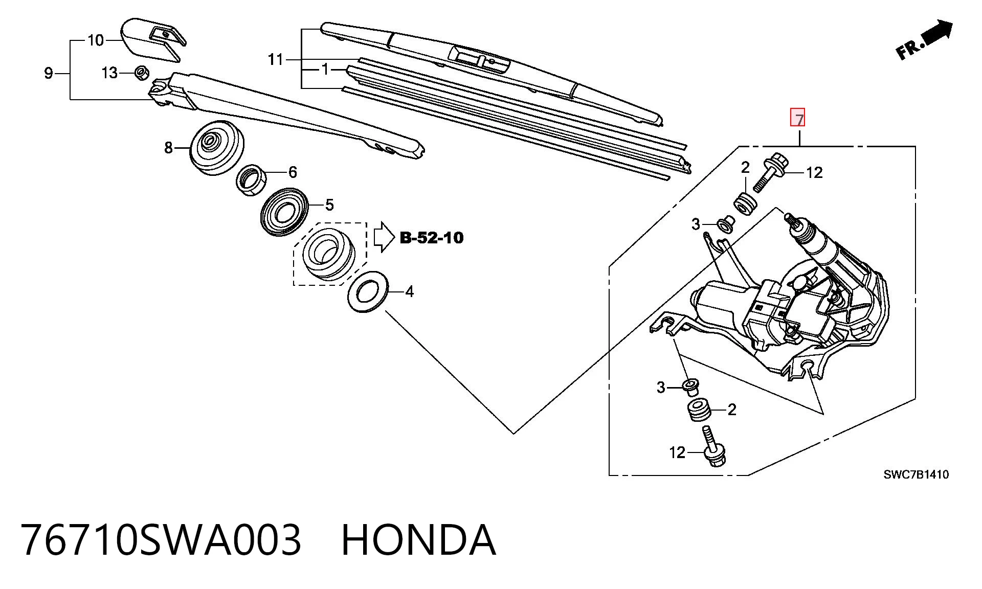 Silniczek wycieraczki tylnej szyby do Honda CR-V III RE