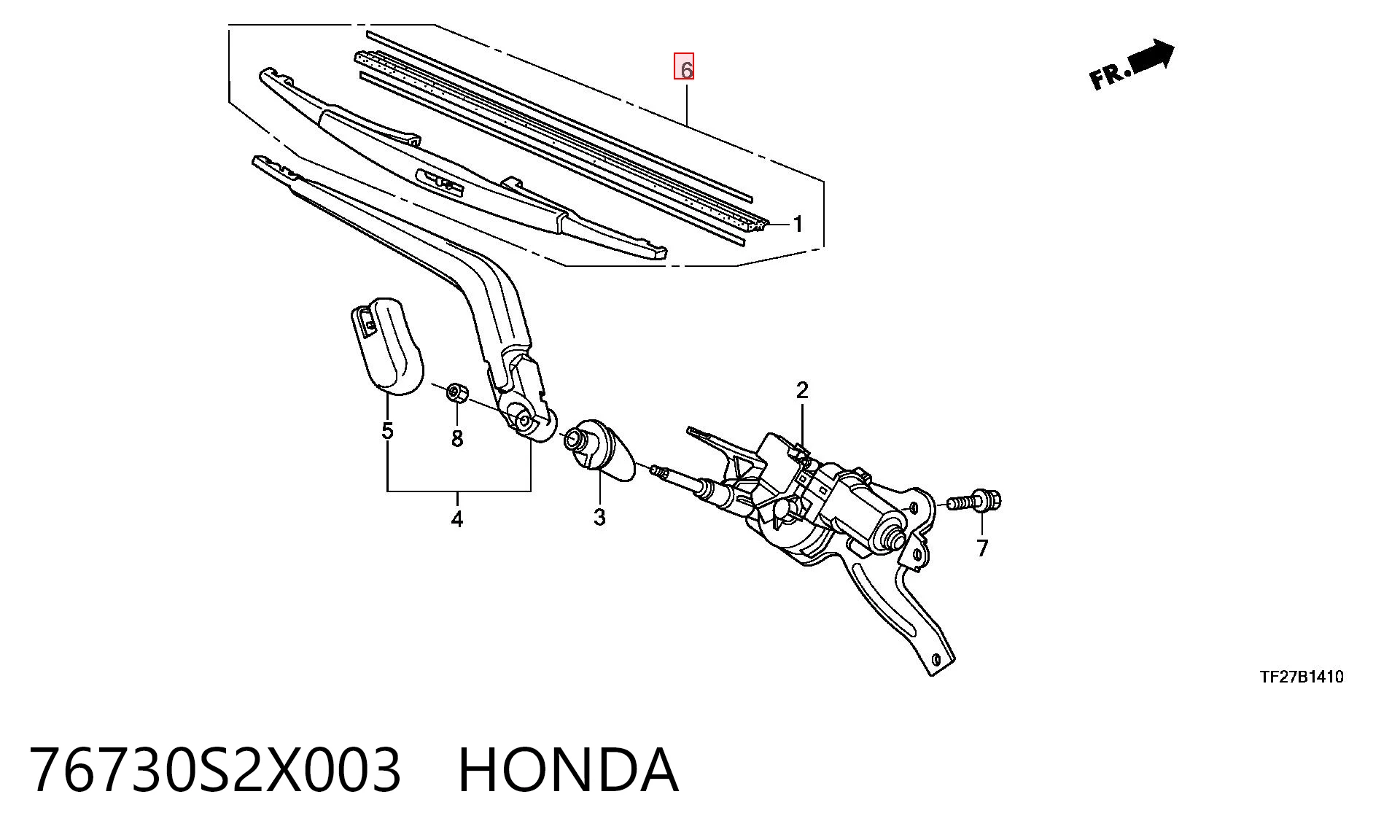 76730S2X003 Honda Pióro wycieraczki szyby tylnej