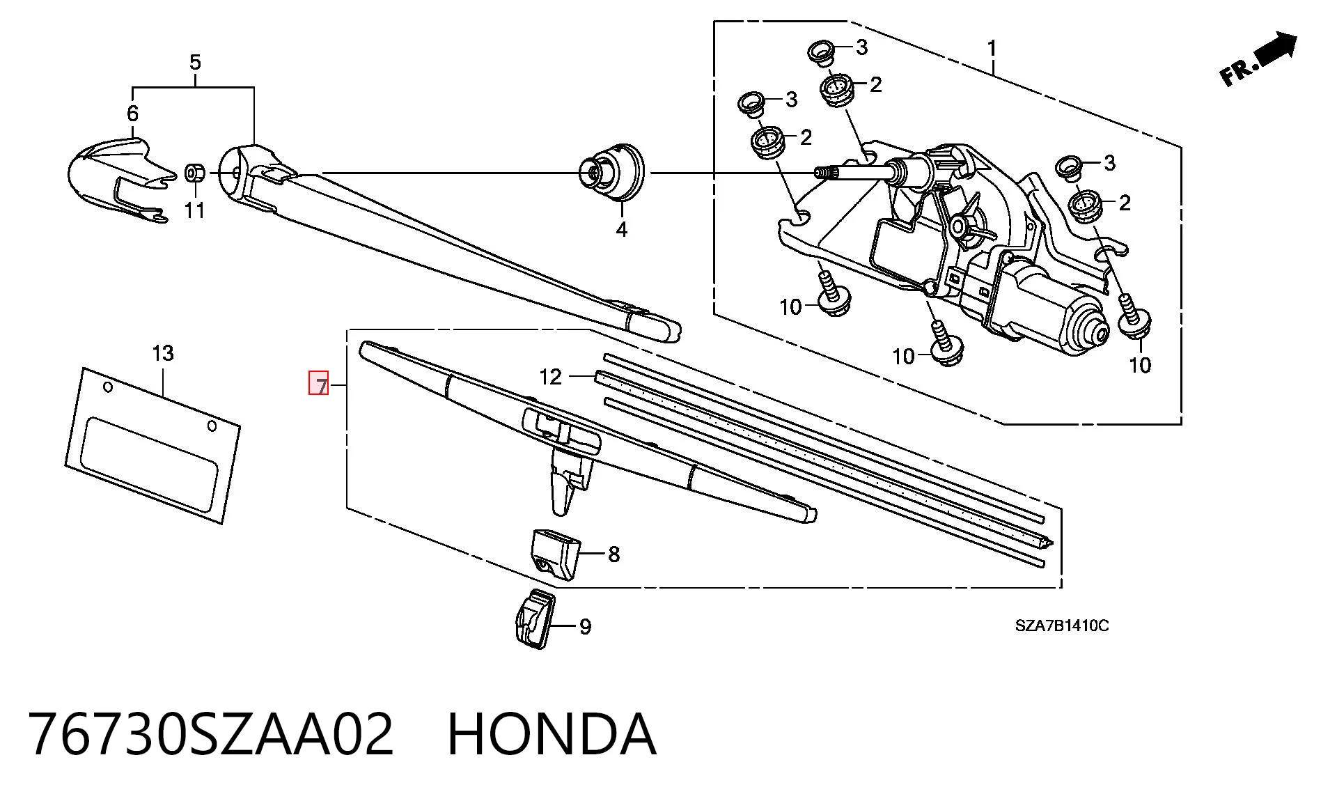 Pióro wycieraczki szyby tylnej do Honda Pilot II 