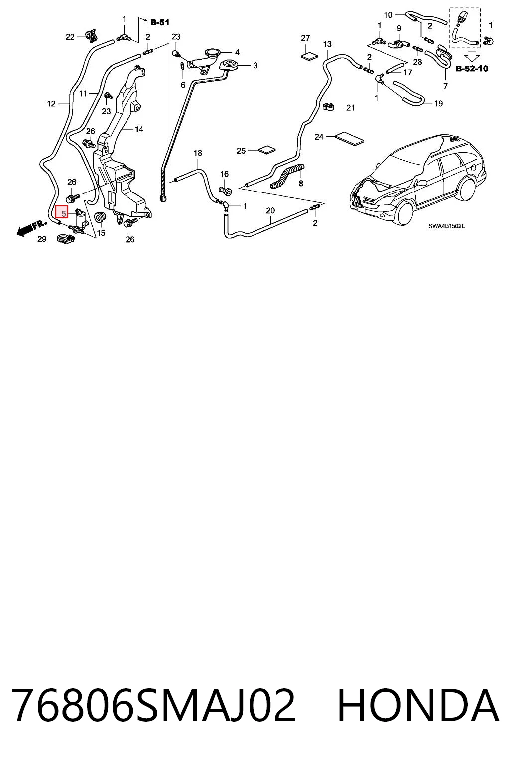 76806SMAJ02 Honda Pompka spryskiwacza szyby przedniej
