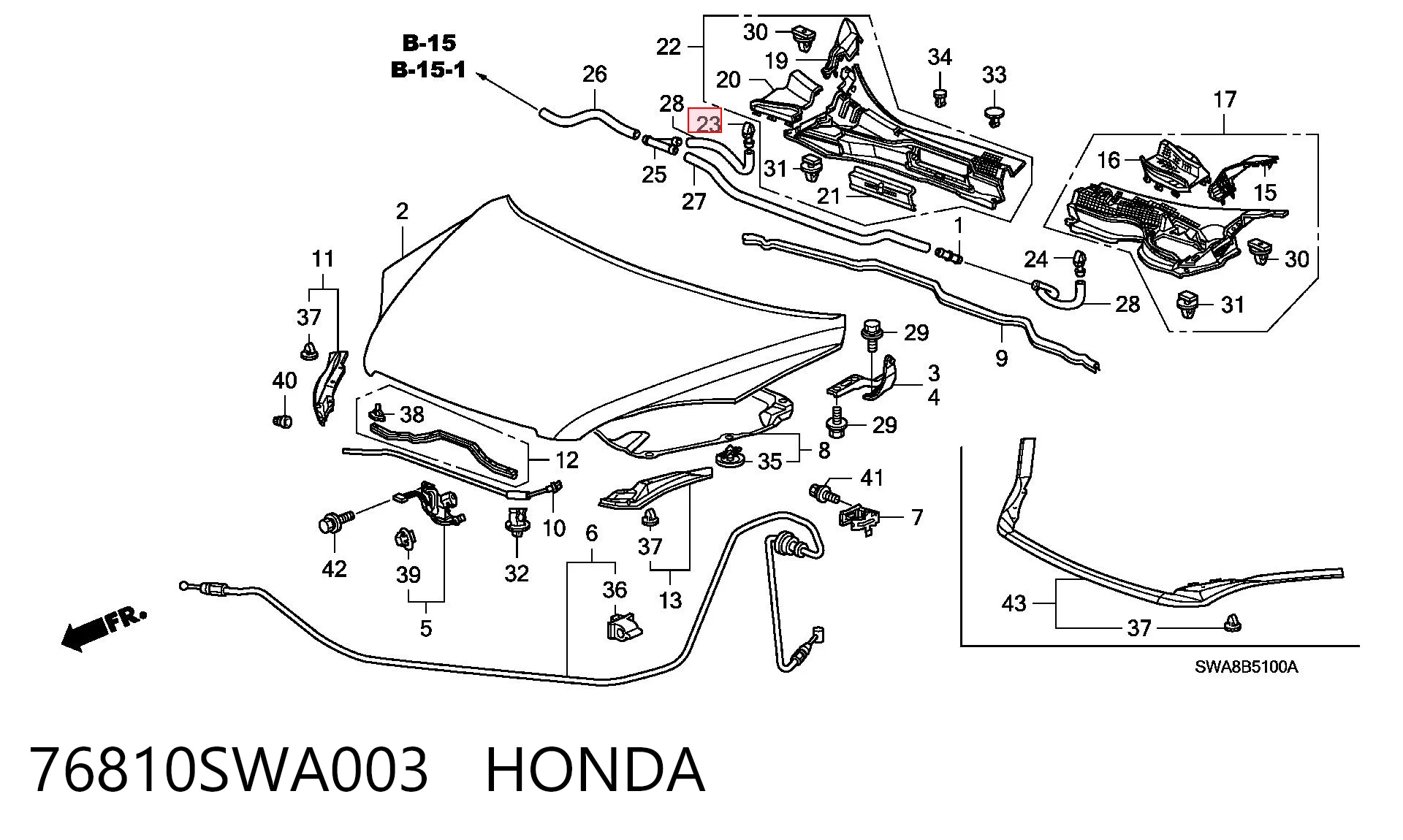 Dysza spryskiwacza szyby przedniej do Honda CR-V III RE