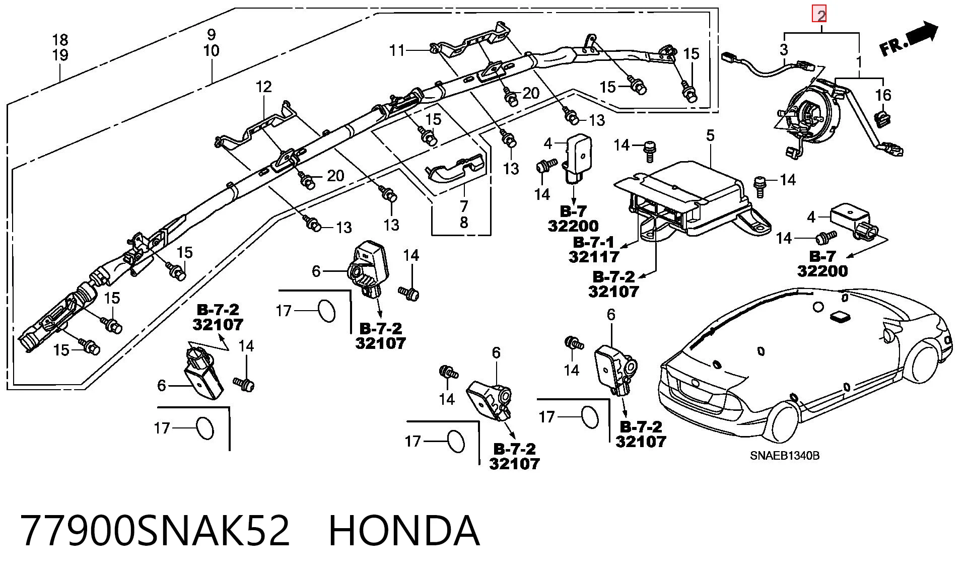  Pierścień kontaktowy AIRBAG, taśma kierownicy  Honda Civic 10