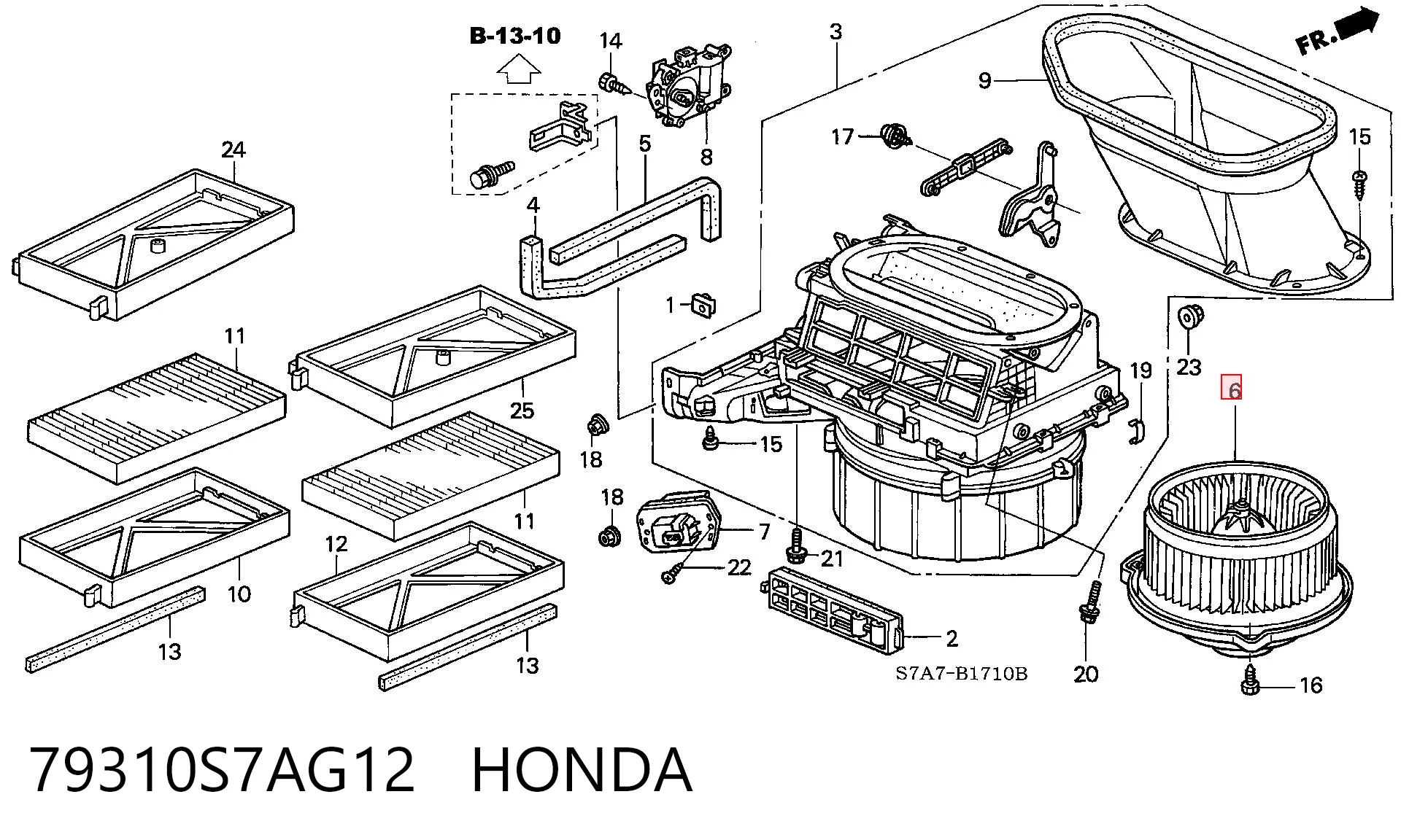79310S7AG12 Honda Silniczek wentylatora nagrzewnicy (ogrzewacza wnętrza)
