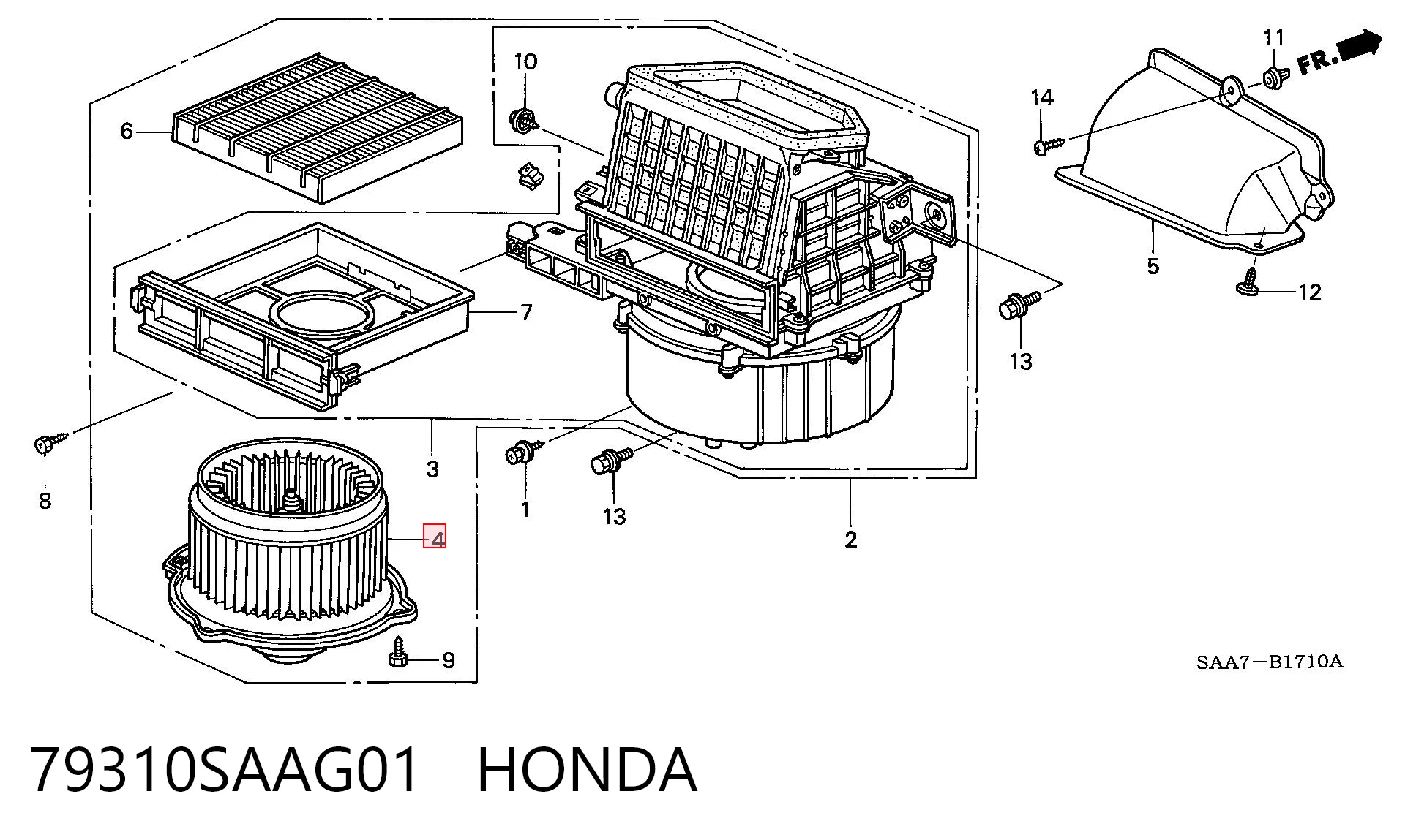 Silniczek wentylatora nagrzewnicy (ogrzewacza wnętrza) Honda Jazz 