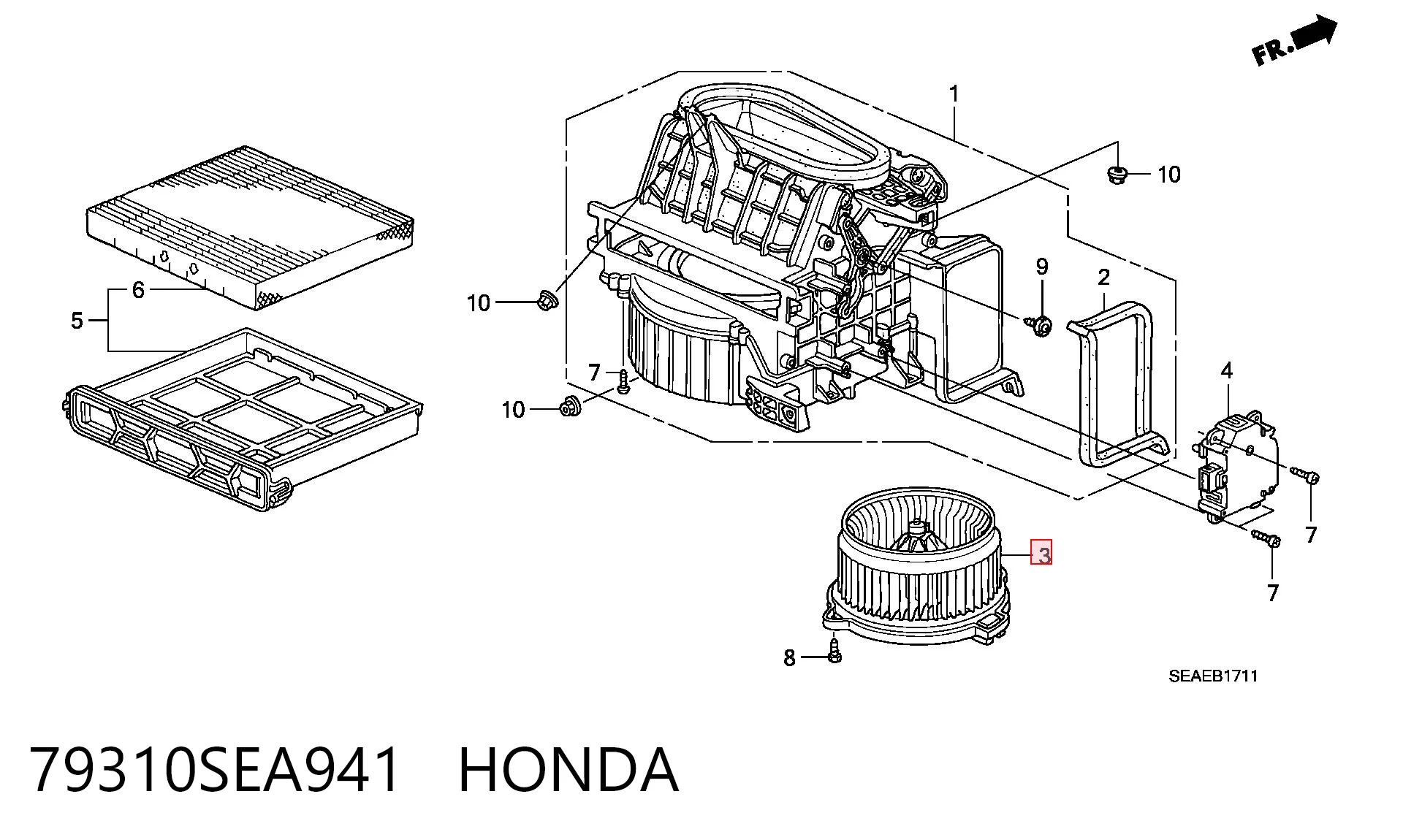 Silniczek wentylatora nagrzewnicy (ogrzewacza wnętrza) Honda Accord VII sedana (CL, CM) (2003 - 2008) cena, od 58,29 USD