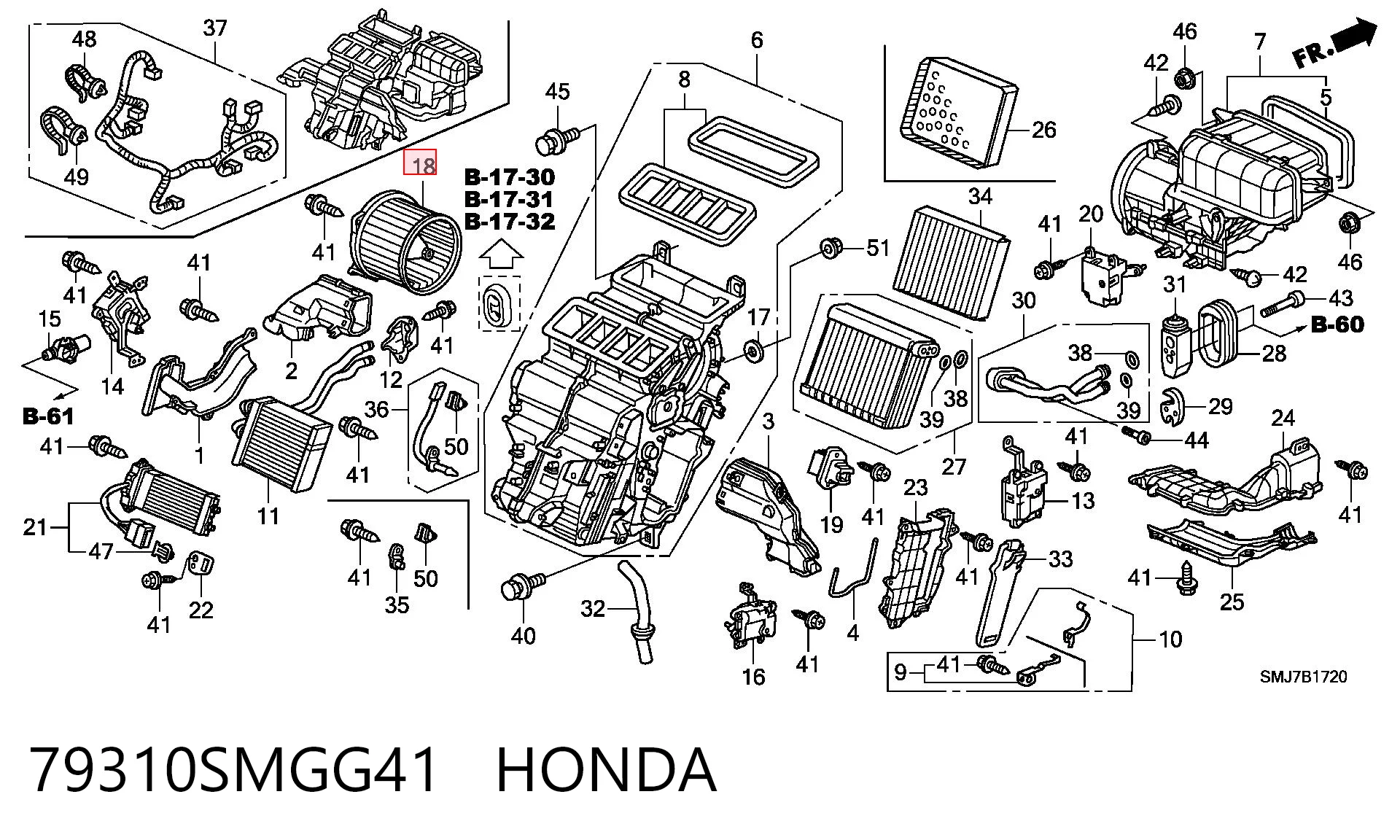 79310SMGG41 Honda Silniczek wentylatora nagrzewnicy (ogrzewacza wnętrza)