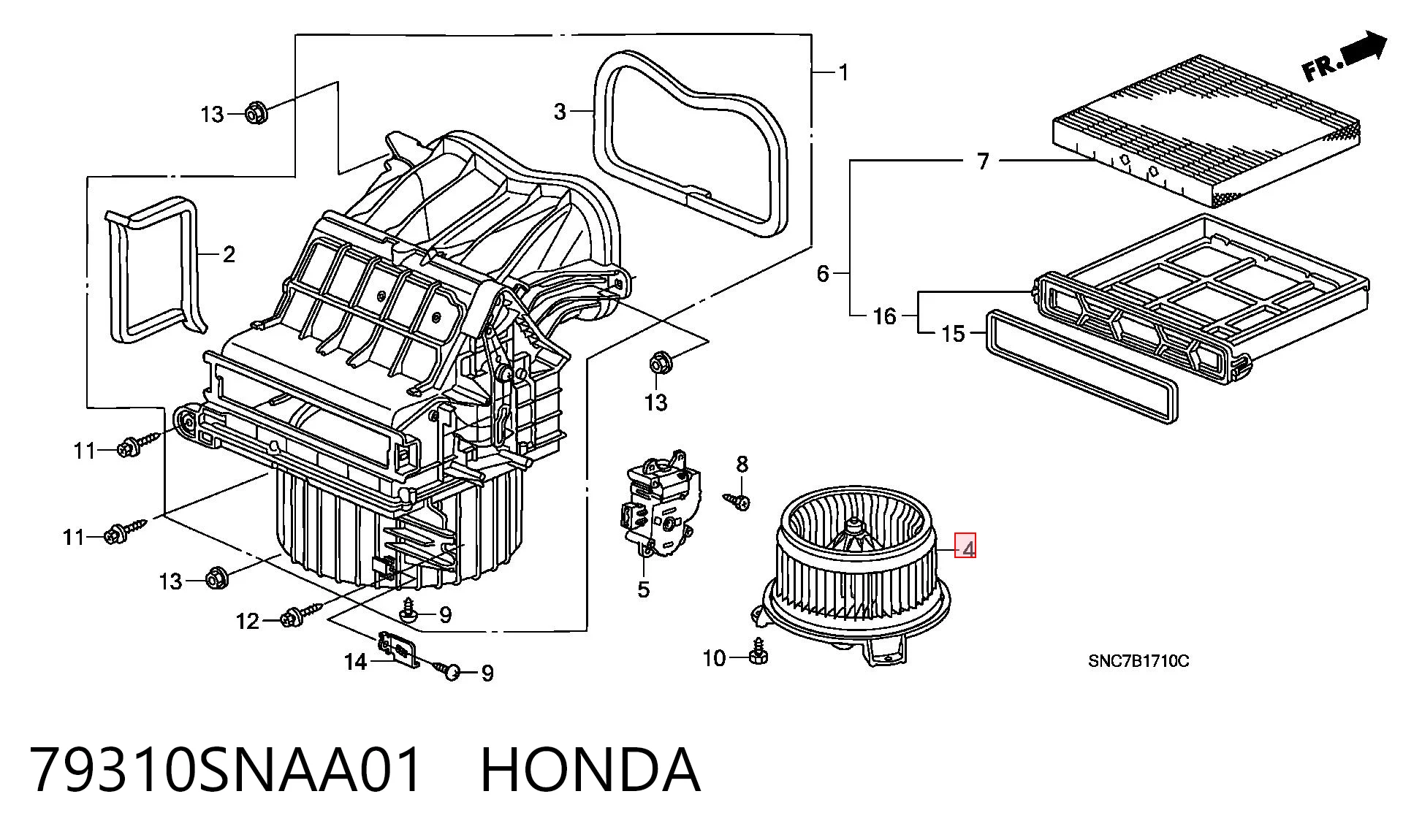 79310SNAA01 Honda Silniczek wentylatora nagrzewnicy (ogrzewacza wnętrza)