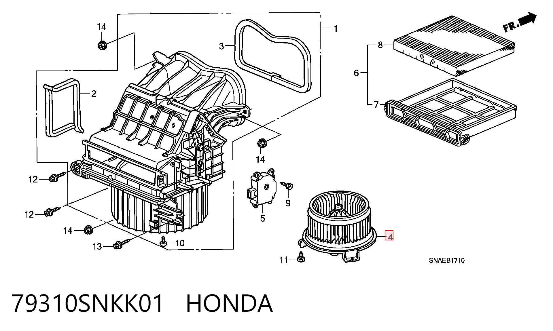 79310SNKK01 Honda Silniczek wentylatora nagrzewnicy (ogrzewacza wnętrza)
