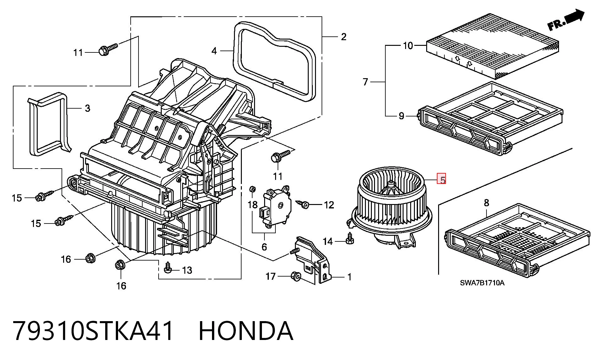 79310STKA41 Honda Silniczek wentylatora nagrzewnicy (ogrzewacza wnętrza)