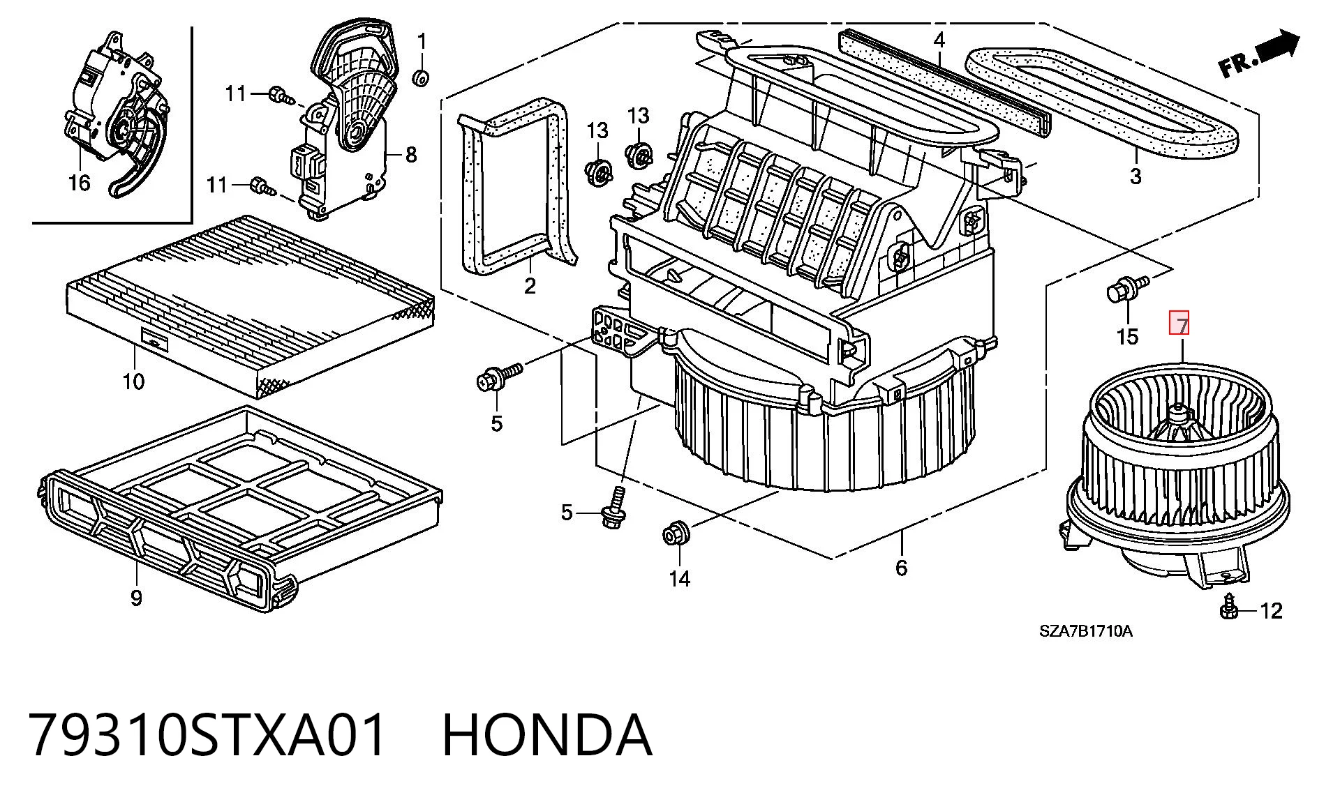 79310STXA01 Honda Silniczek wentylatora nagrzewnicy (ogrzewacza wnętrza)