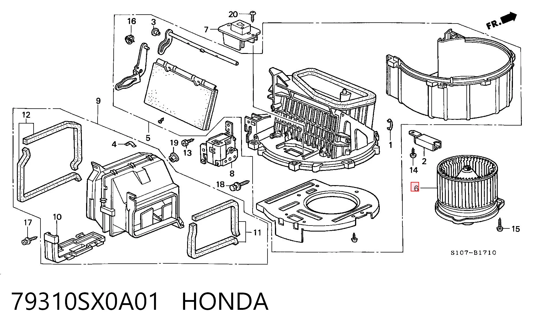 79310SX0A01 Honda Silniczek wentylatora nagrzewnicy (ogrzewacza wnętrza)