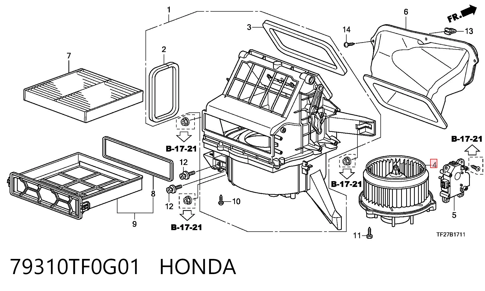 79310TF0G01 Honda Silniczek wentylatora nagrzewnicy (ogrzewacza wnętrza)