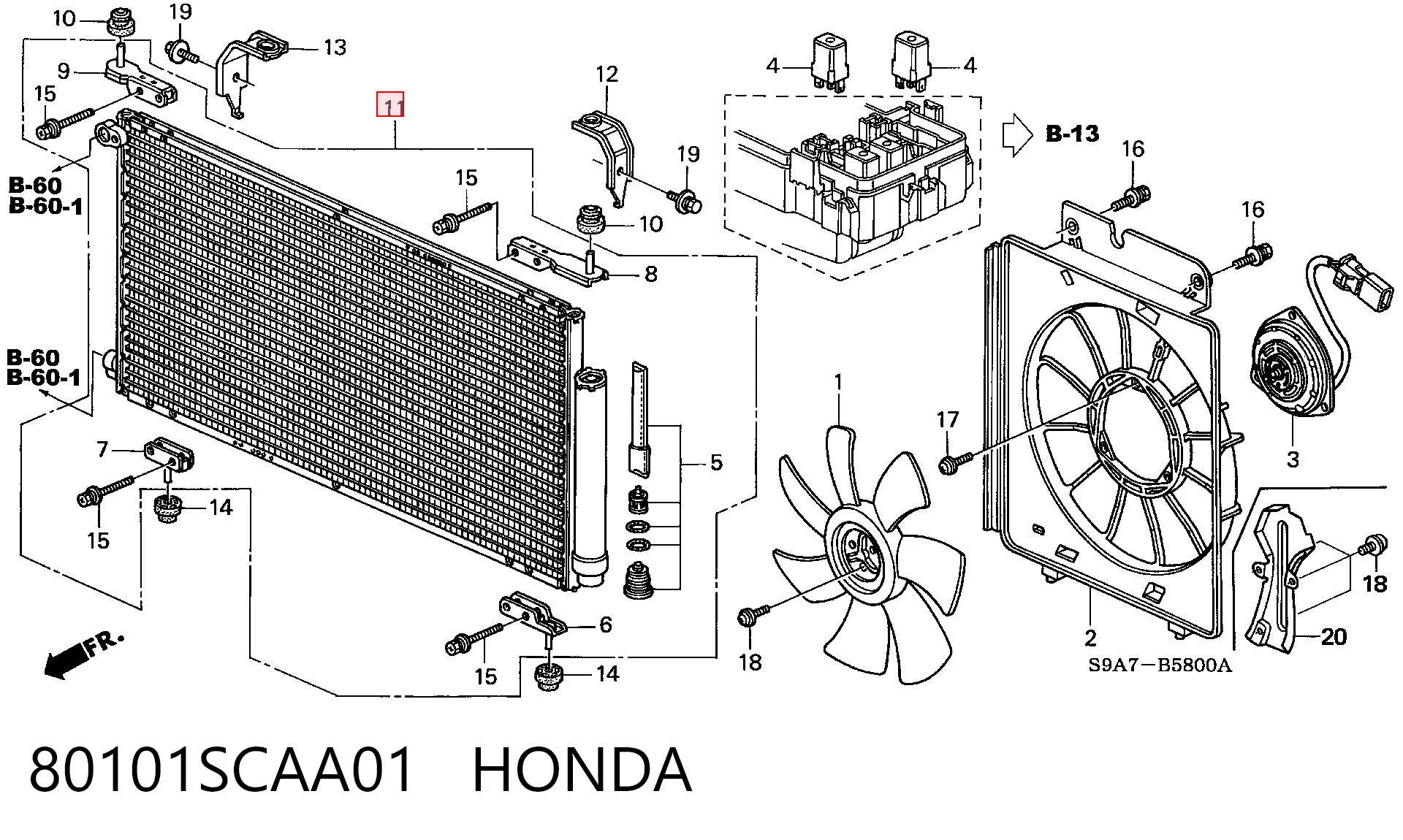 80101SCAA01 Honda Chłodnica klimatyzacji