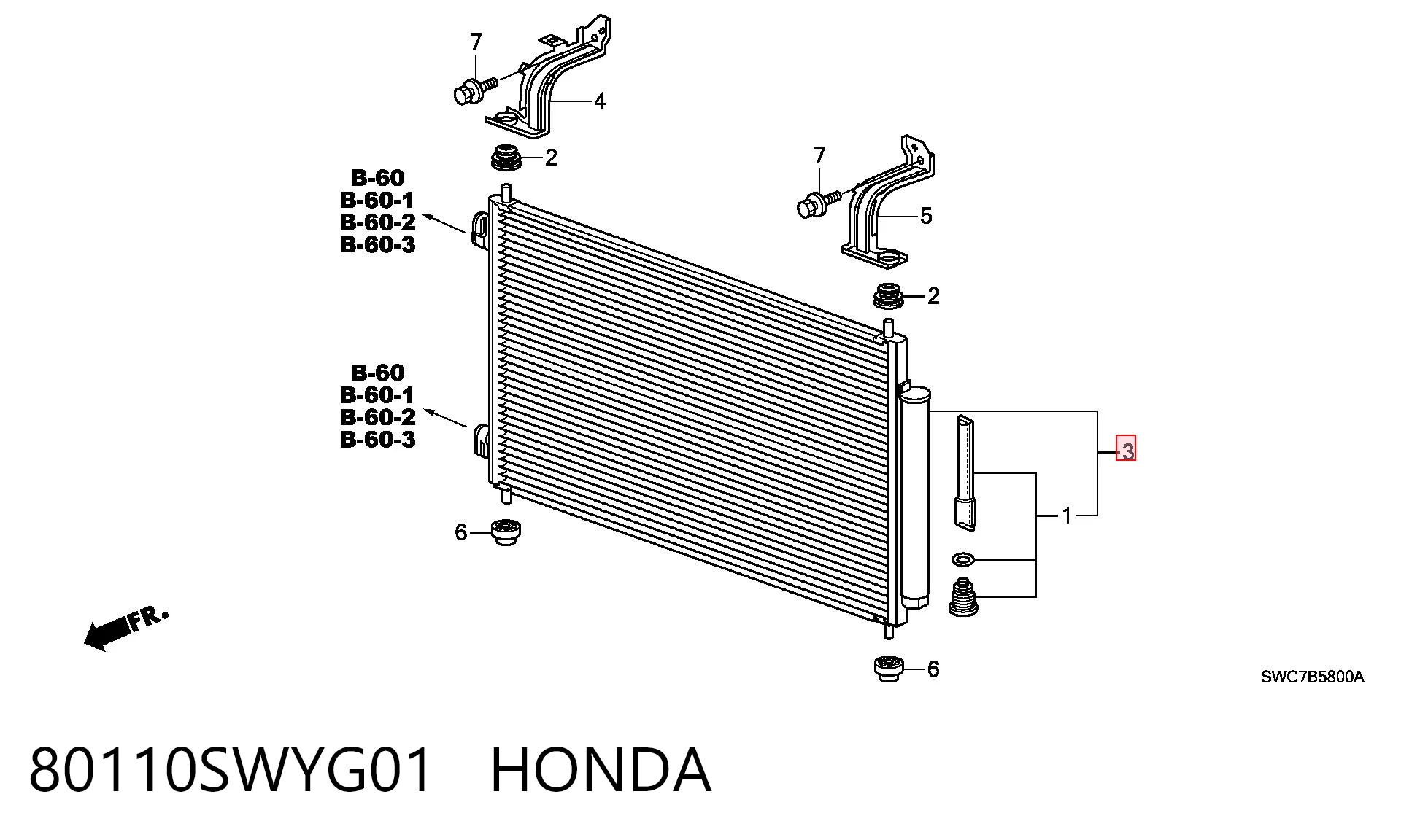 80110SWYG01 Honda Chłodnica klimatyzacji