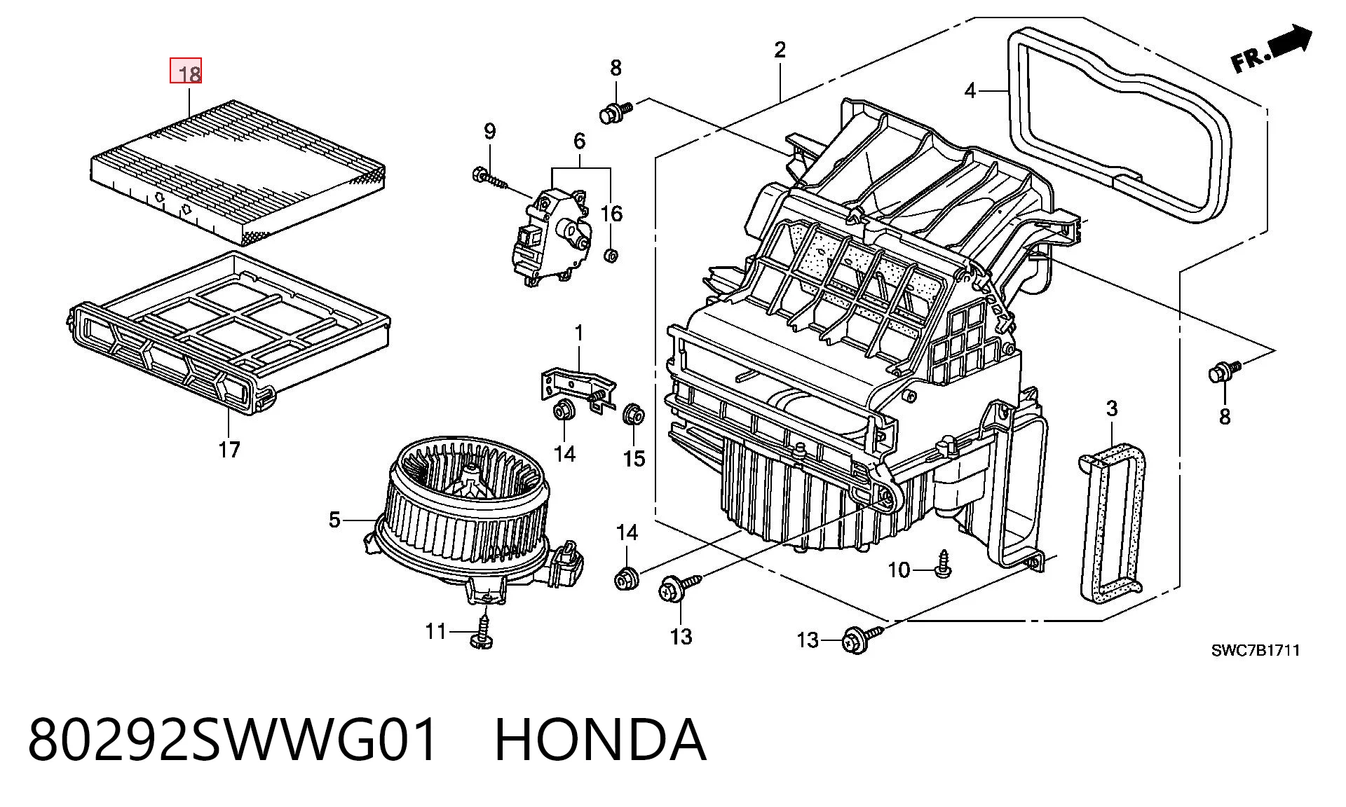 80292SWWG01 Honda Filtr kabiny