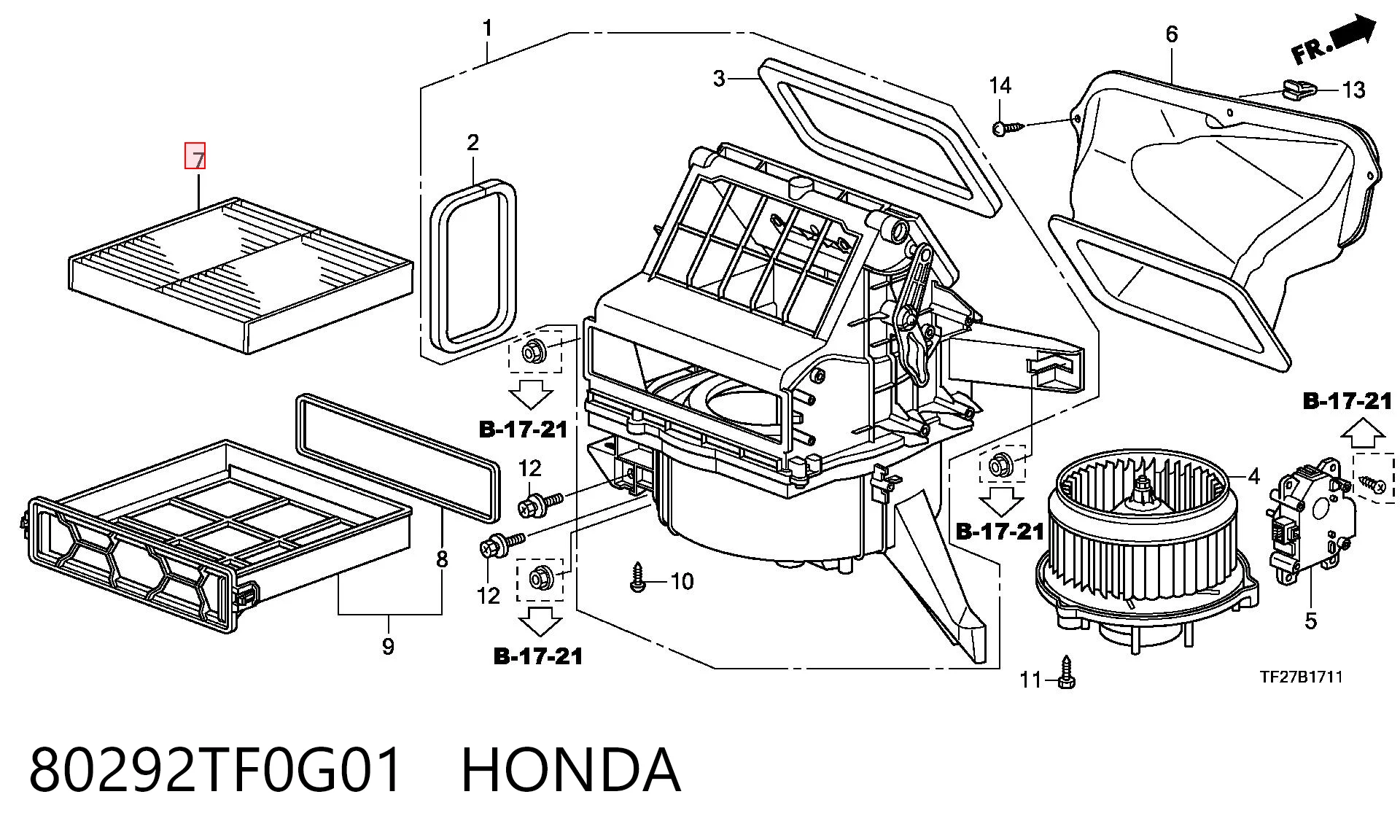 80292TF0G01 Honda Filtr kabiny