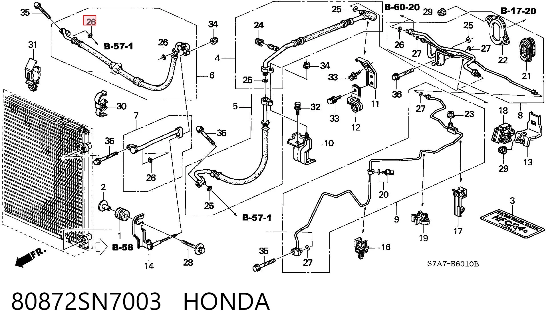 80872SN7003 Honda Uszczelka pierścieniowa rury klimatyzacji