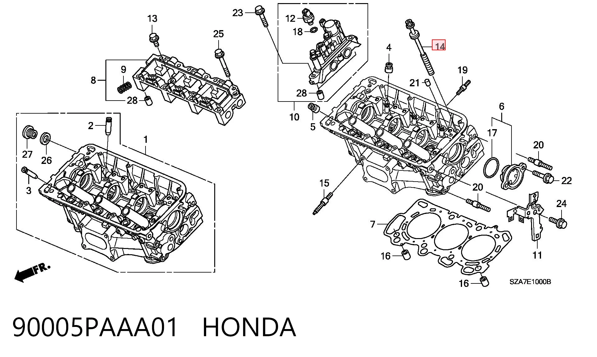 90005PAAA01 Honda Śruba głowicy cylindrów