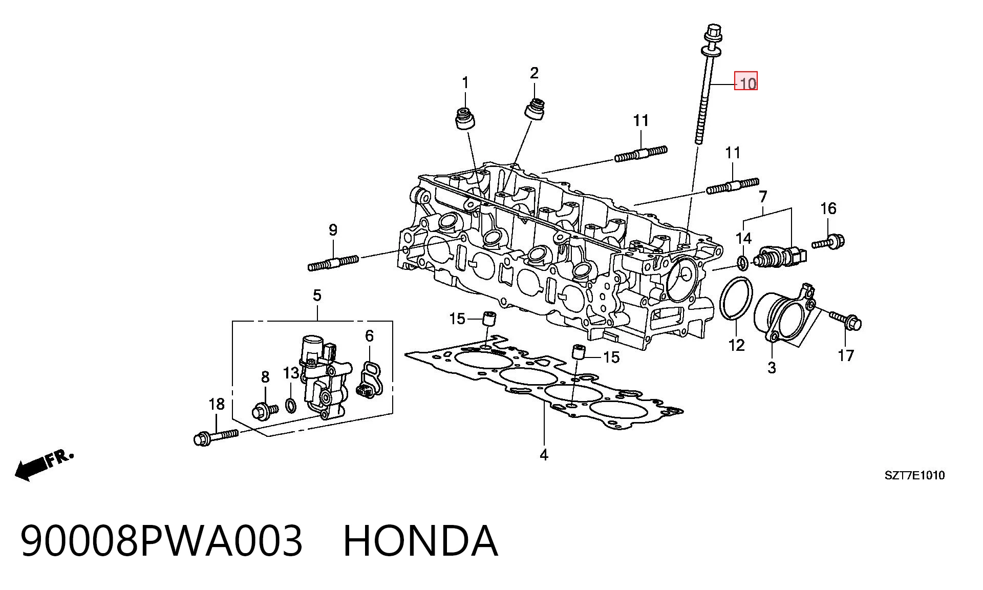 90008PWA003 Honda Śruba głowicy cylindrów